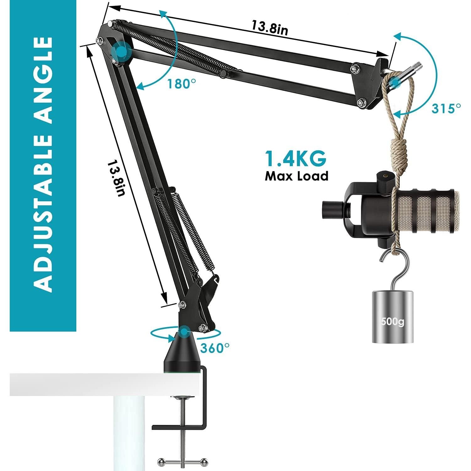 Soporte de Micrófono YOUSHARES para Rode PodMic con Filtro Pop