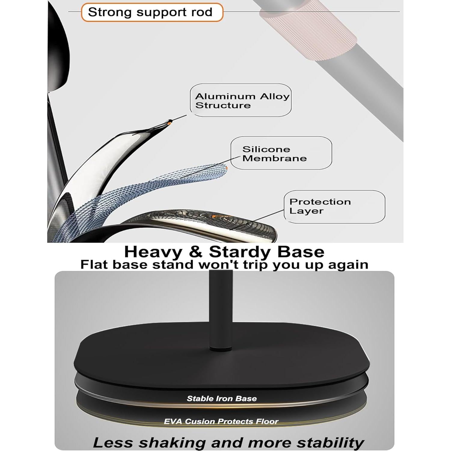 Soporte de Micrófono de Piso Ajustable HC-114-01 Negro