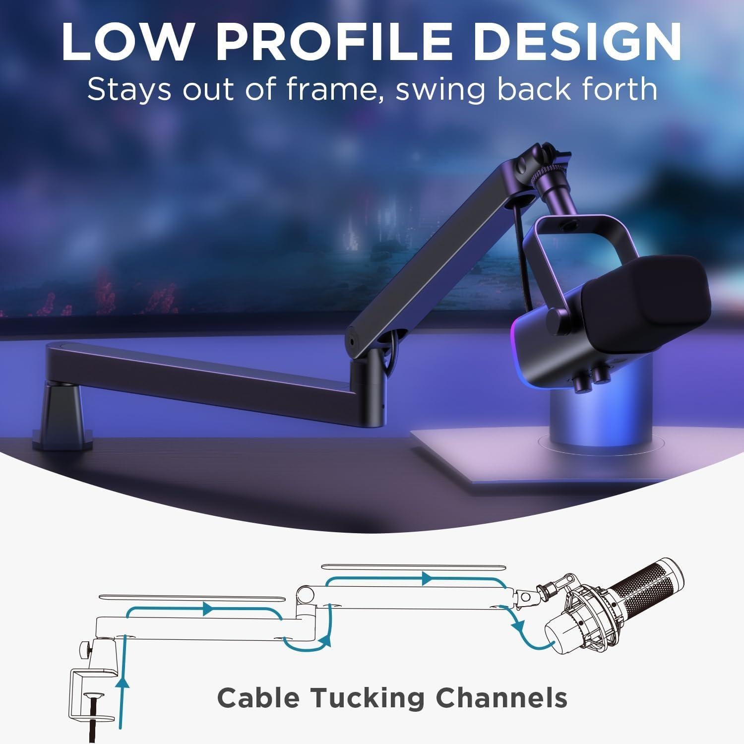 Soporte de Micrófono InnoGear 360° Acero Negro para Estudio