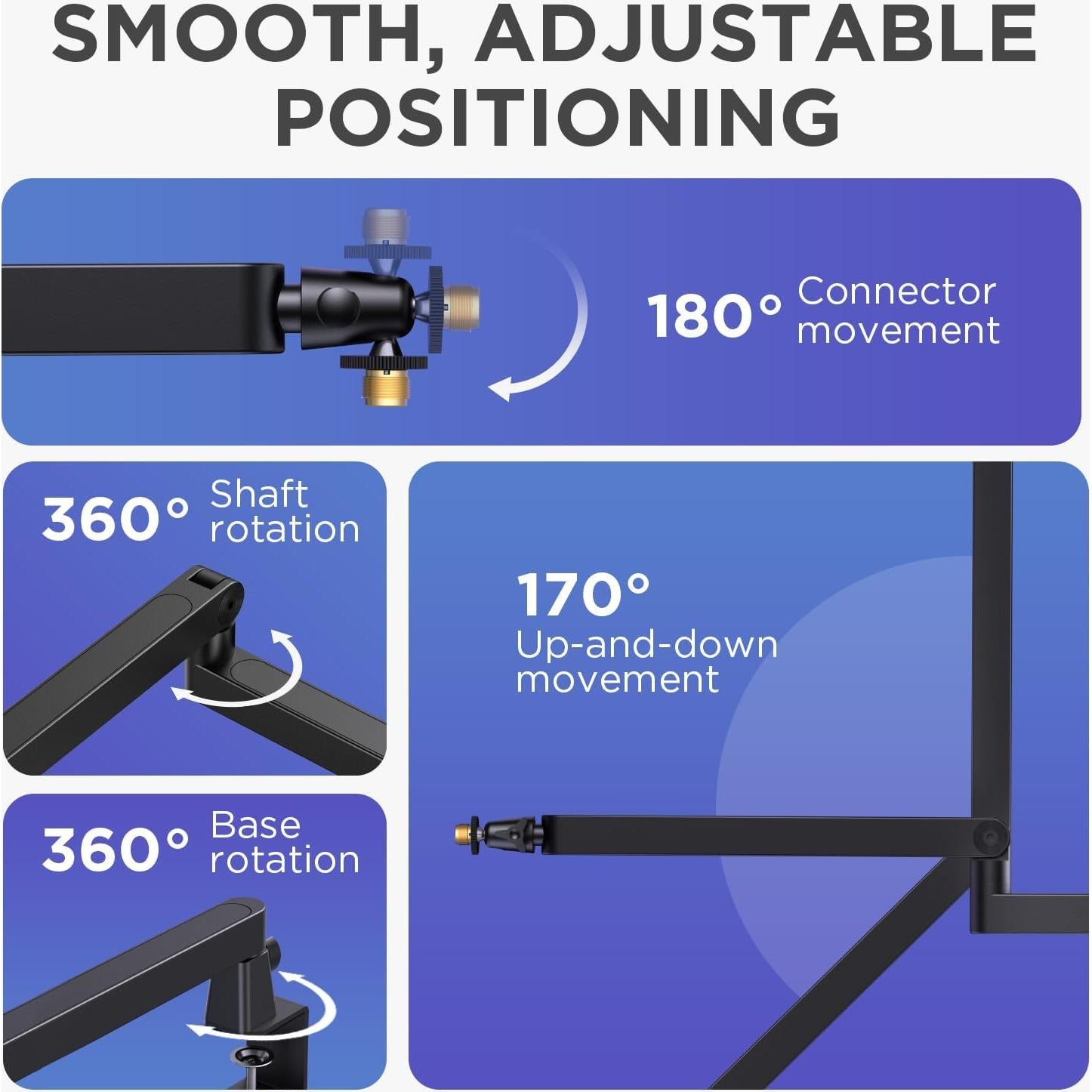 Soporte de Micrófono InnoGear 360° Acero Negro para Estudio