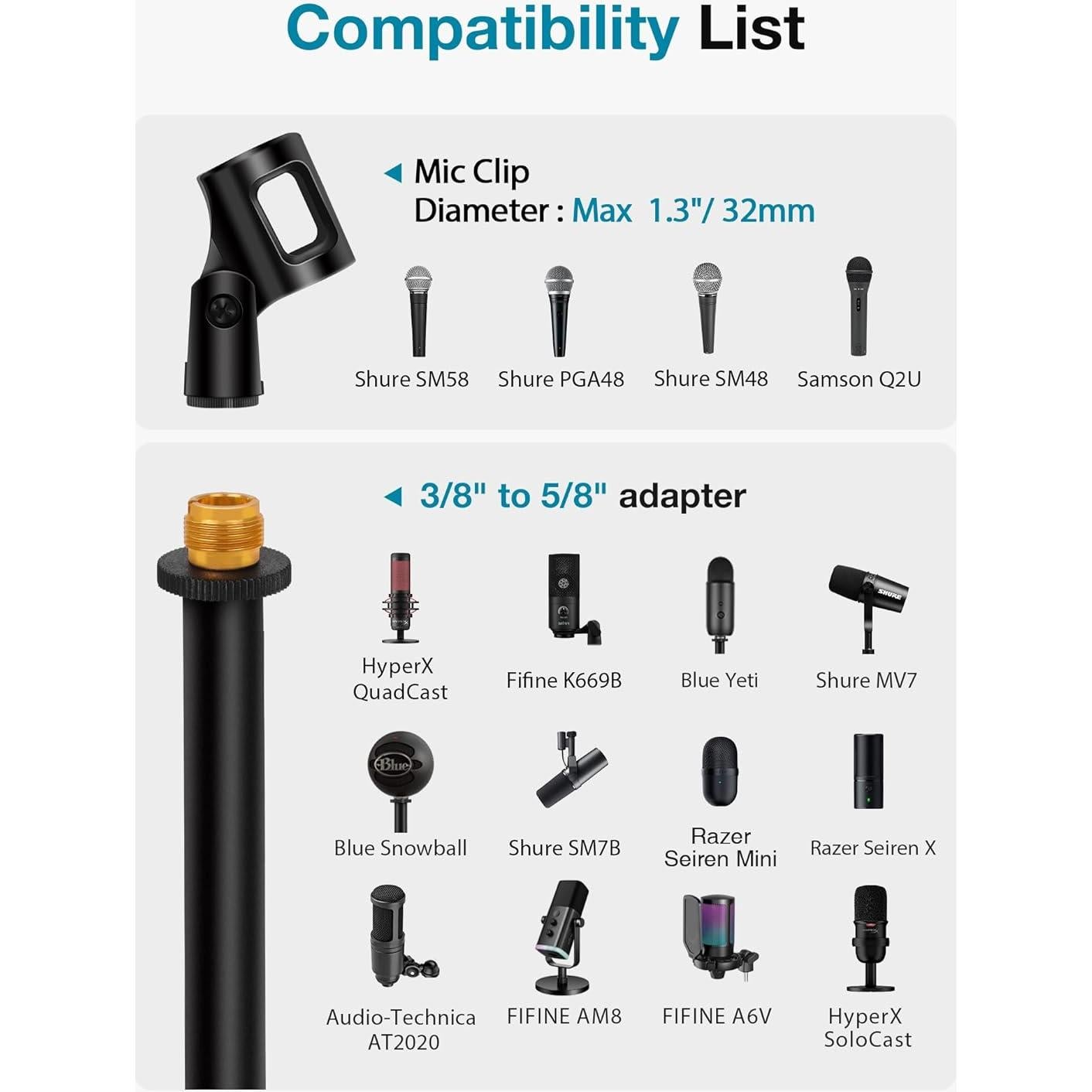 Soporte de Micrófono de Escritorio InnoGear con Brazo Ajustable 27-39 cm