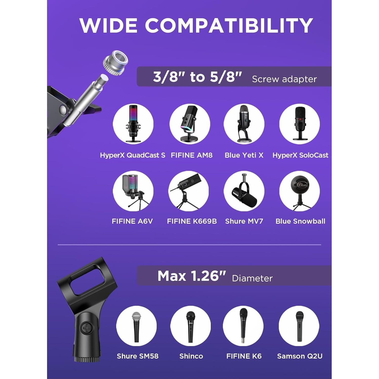 Soporte de Micrófono InnoGear Brazo Ajustable 360° con Filtro Pop