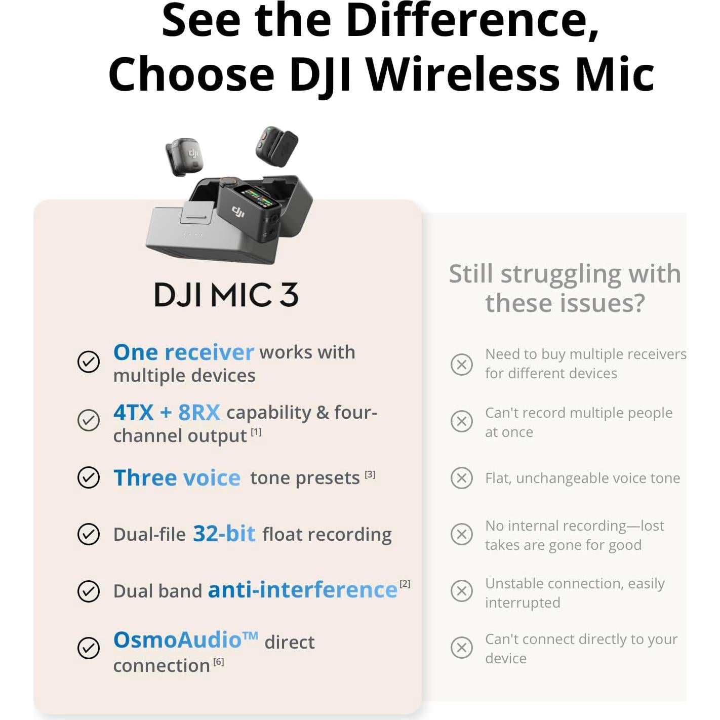 Micrófono Inalámbrico DJI Mic 3 - 2 TX + 1 RX + Estuche