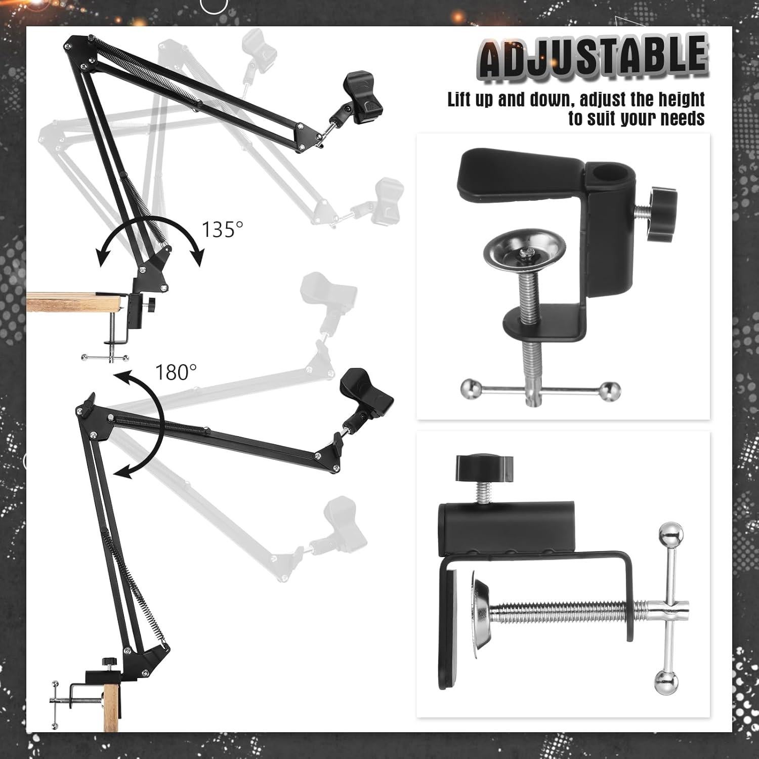Soporte de Micrófono Leinuosen 2 Pcs con Abrazadera 89 cm