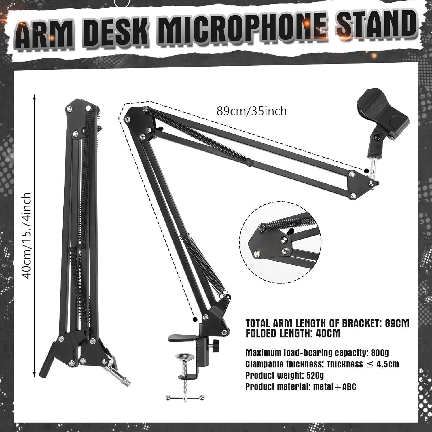 Soporte de Micrófono Leinuosen 2 Pcs con Abrazadera 89 cm