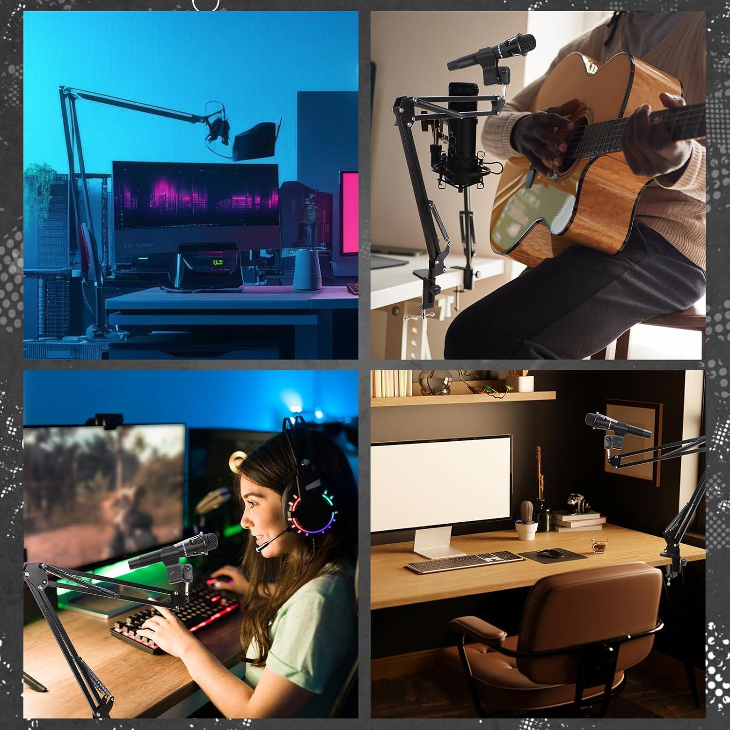 Soporte de Micrófono Leinuosen 2 Pcs con Abrazadera 89 cm