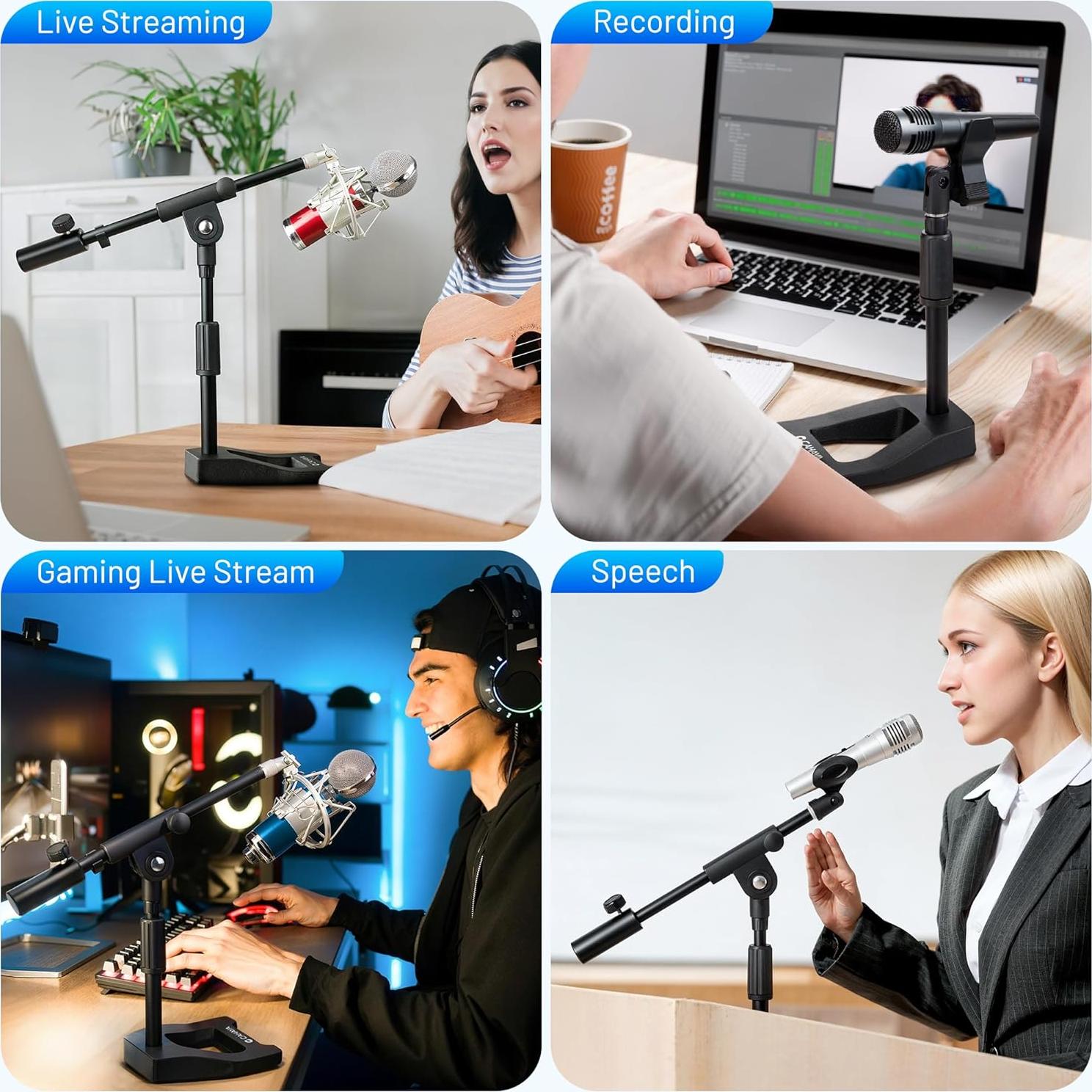 Soporte de Micrófono CAHAYA Ajustable de Escritorio 2 en 1