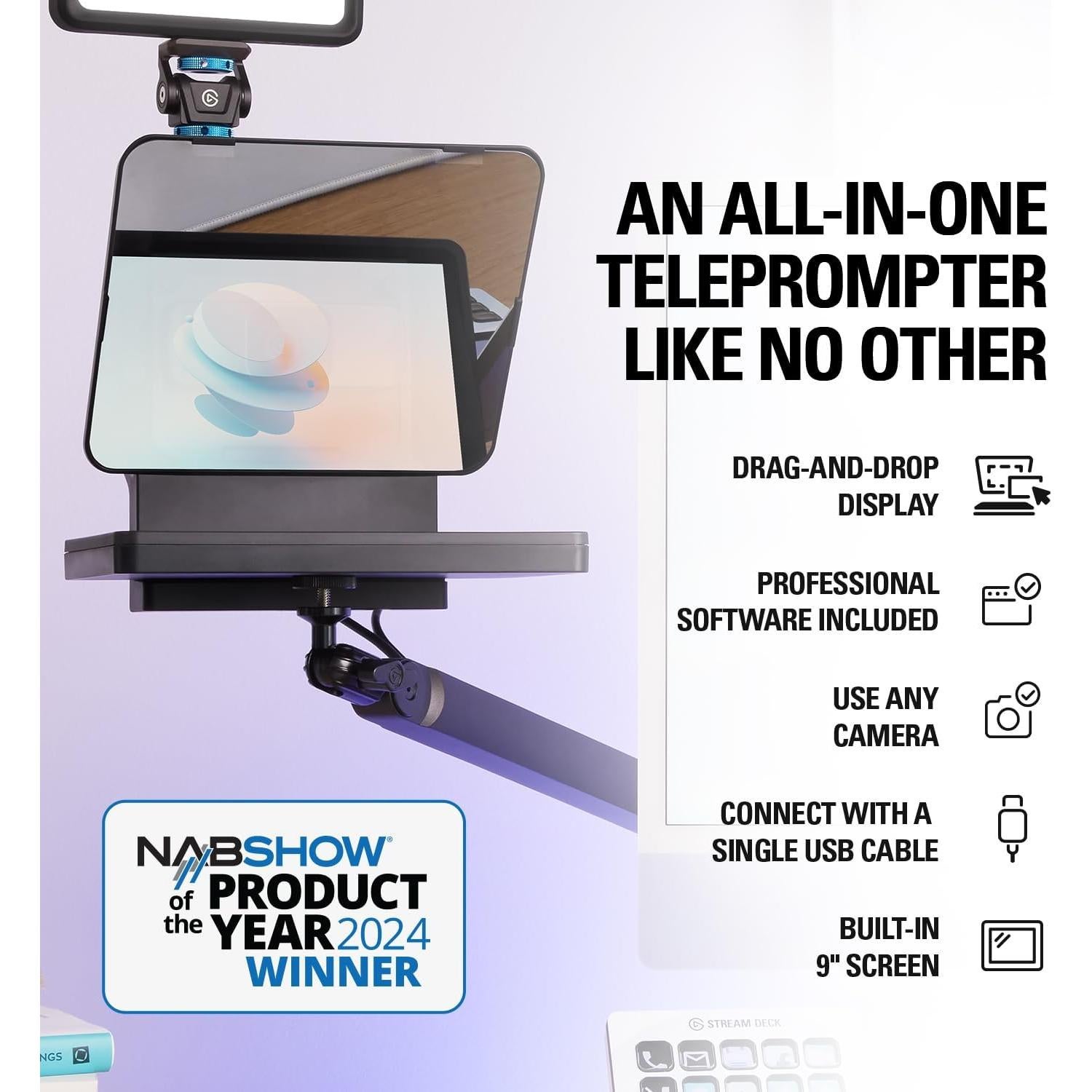 Elgato Teleprompter Premium con Soporte Giratorio Ajustable