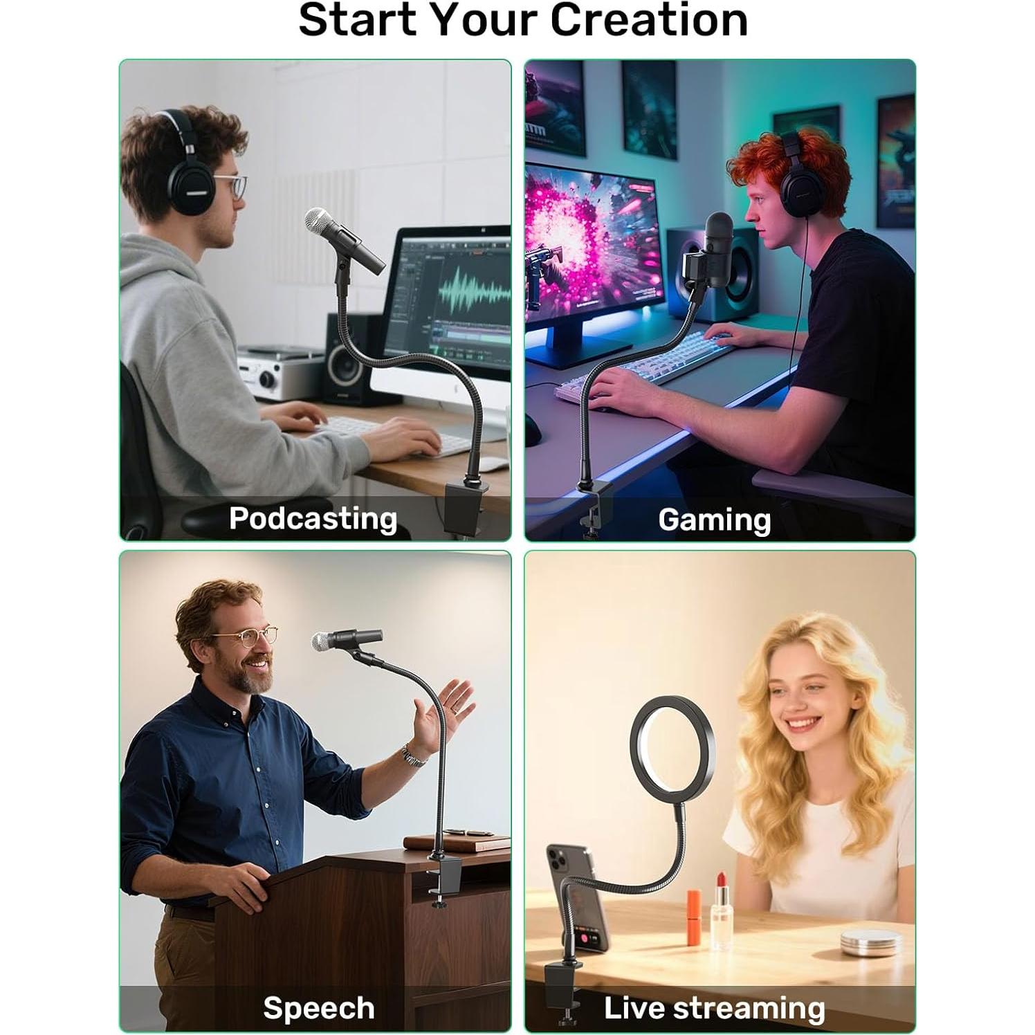 Abrazadera de Micrófono Borenbuir de Metal Resistente 0.45kg