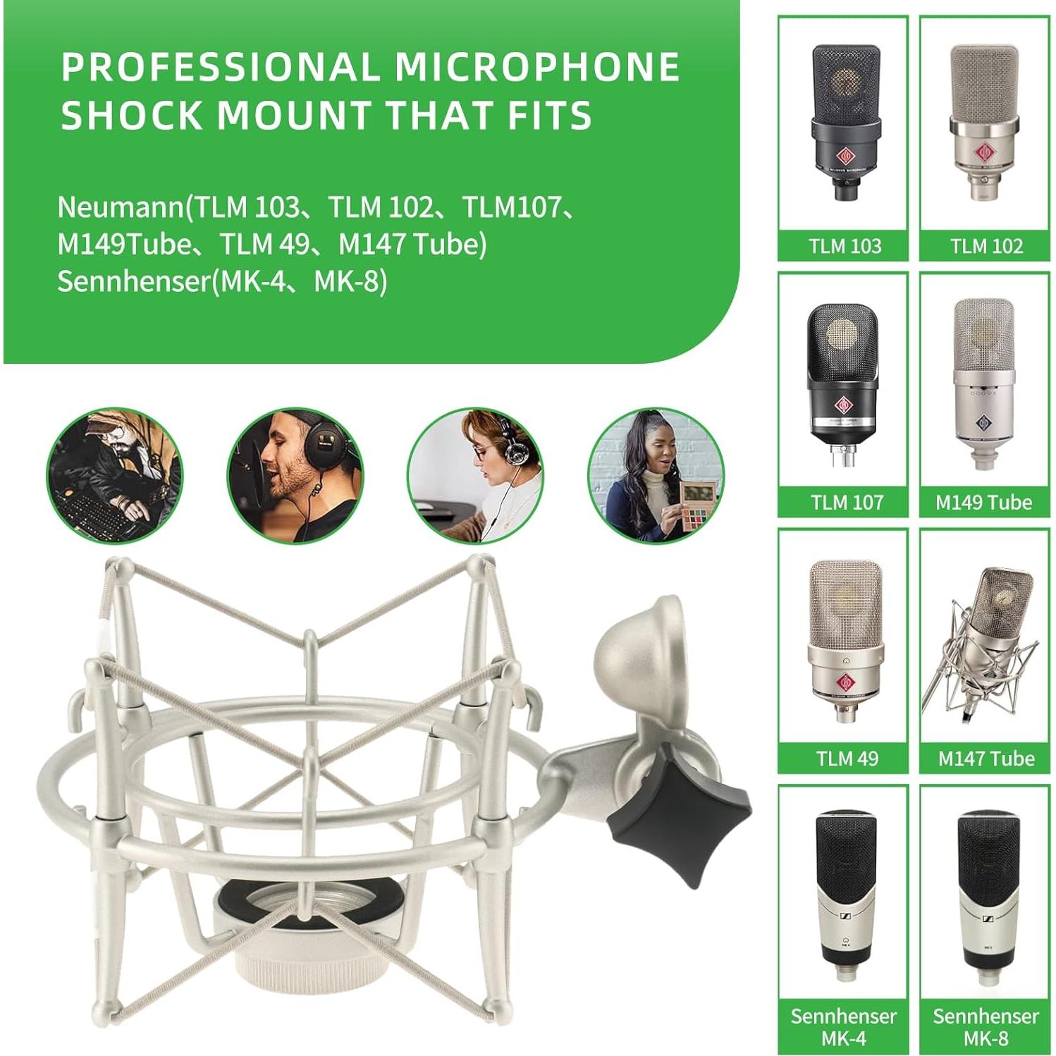 Soporte de micrófono ZibugZag con amortiguación - Compatible Neumann TLM
