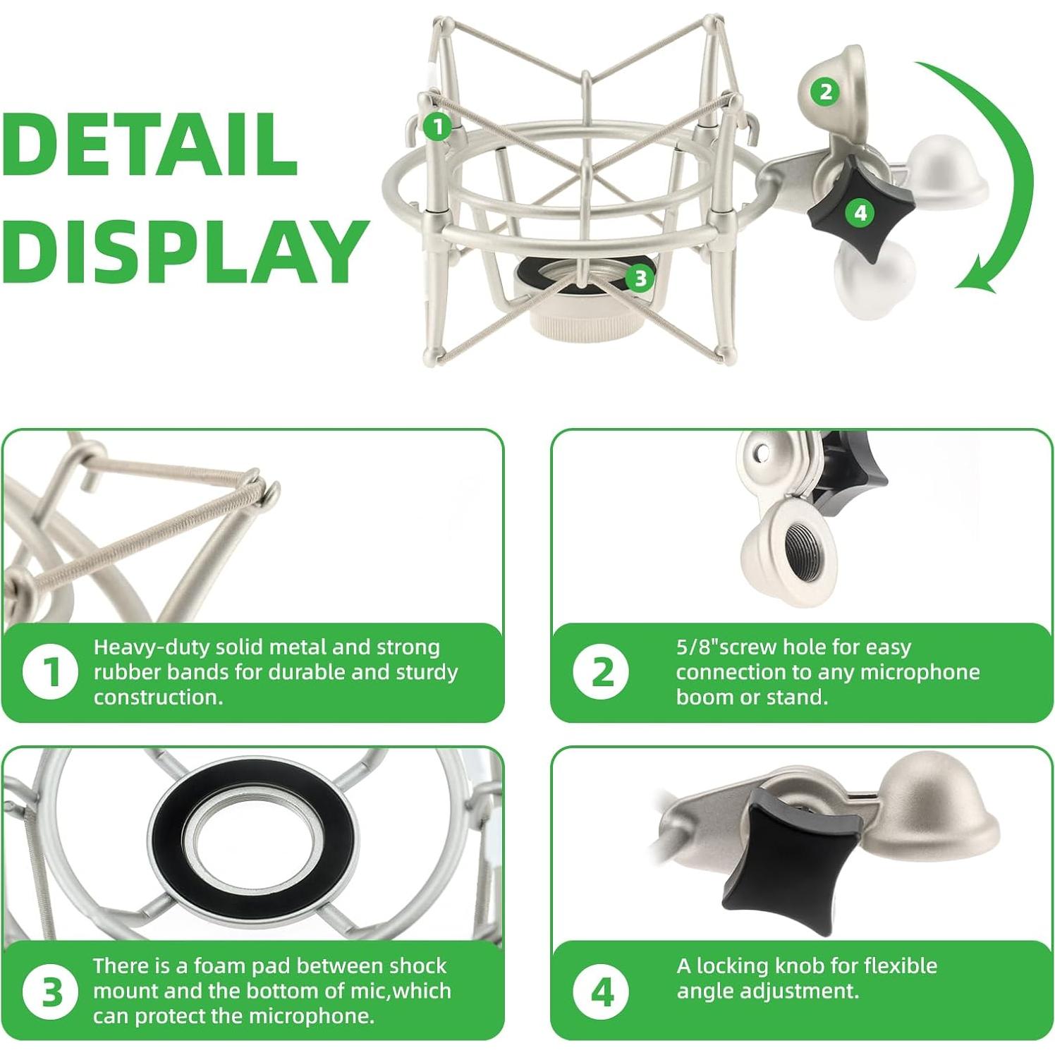 Soporte de micrófono ZibugZag con amortiguación - Compatible Neumann TLM