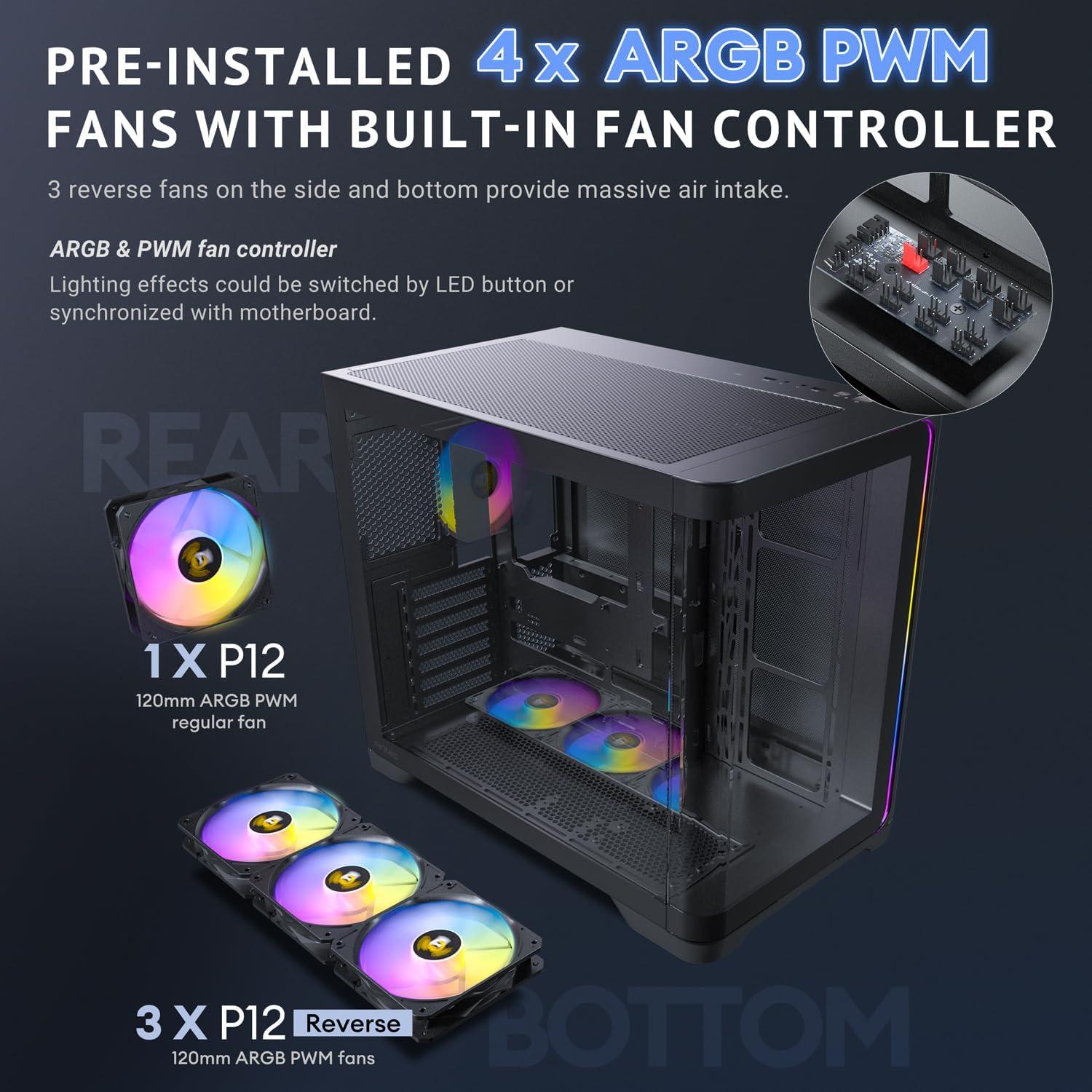 Caja PC Antec C5 Curve ARGB, Vidrio Templado, 4 Ventiladores 120mm