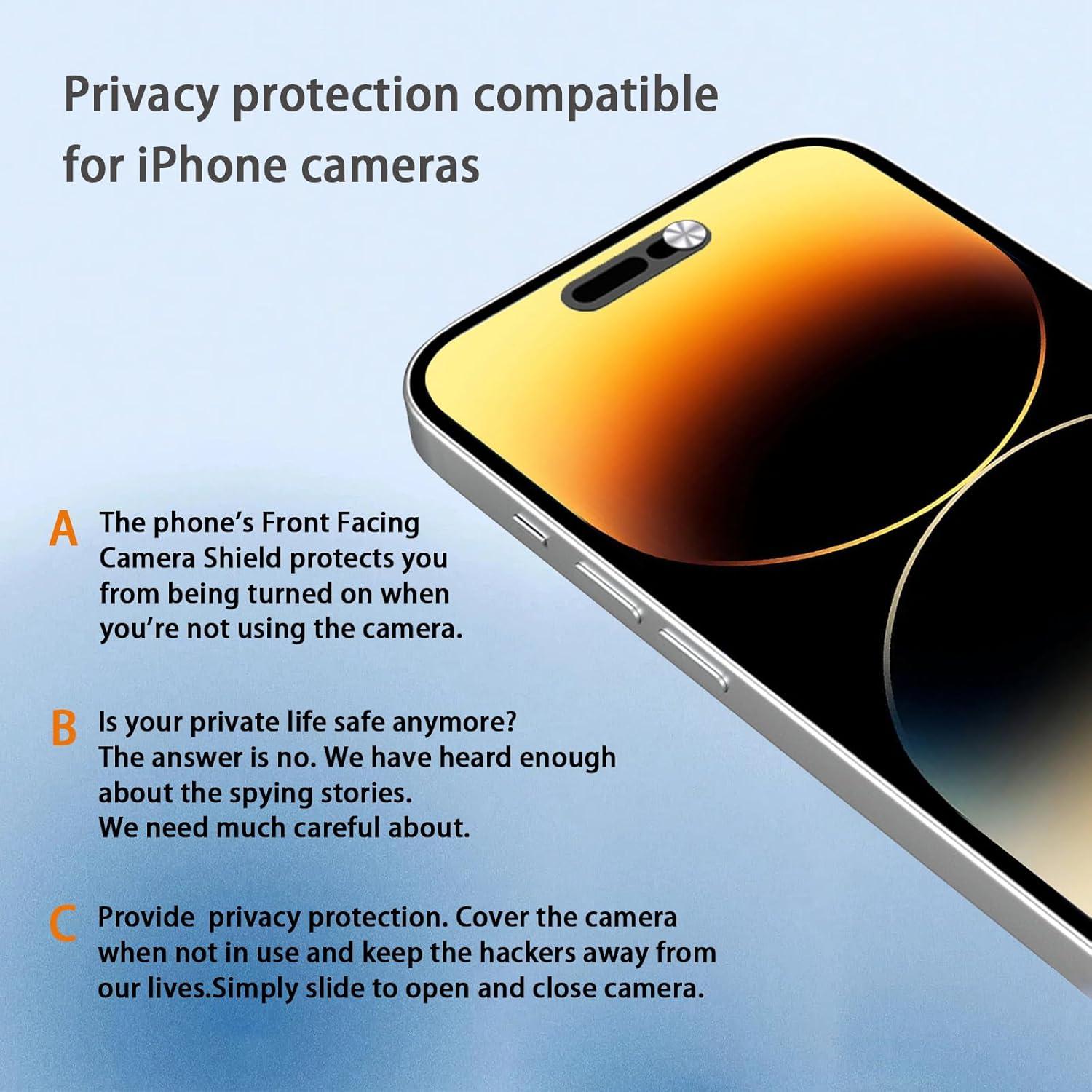 Cubierta de Cámara Frontal EYSOFT para iPhone 14 Pro Max - 2 Paquete, Plata