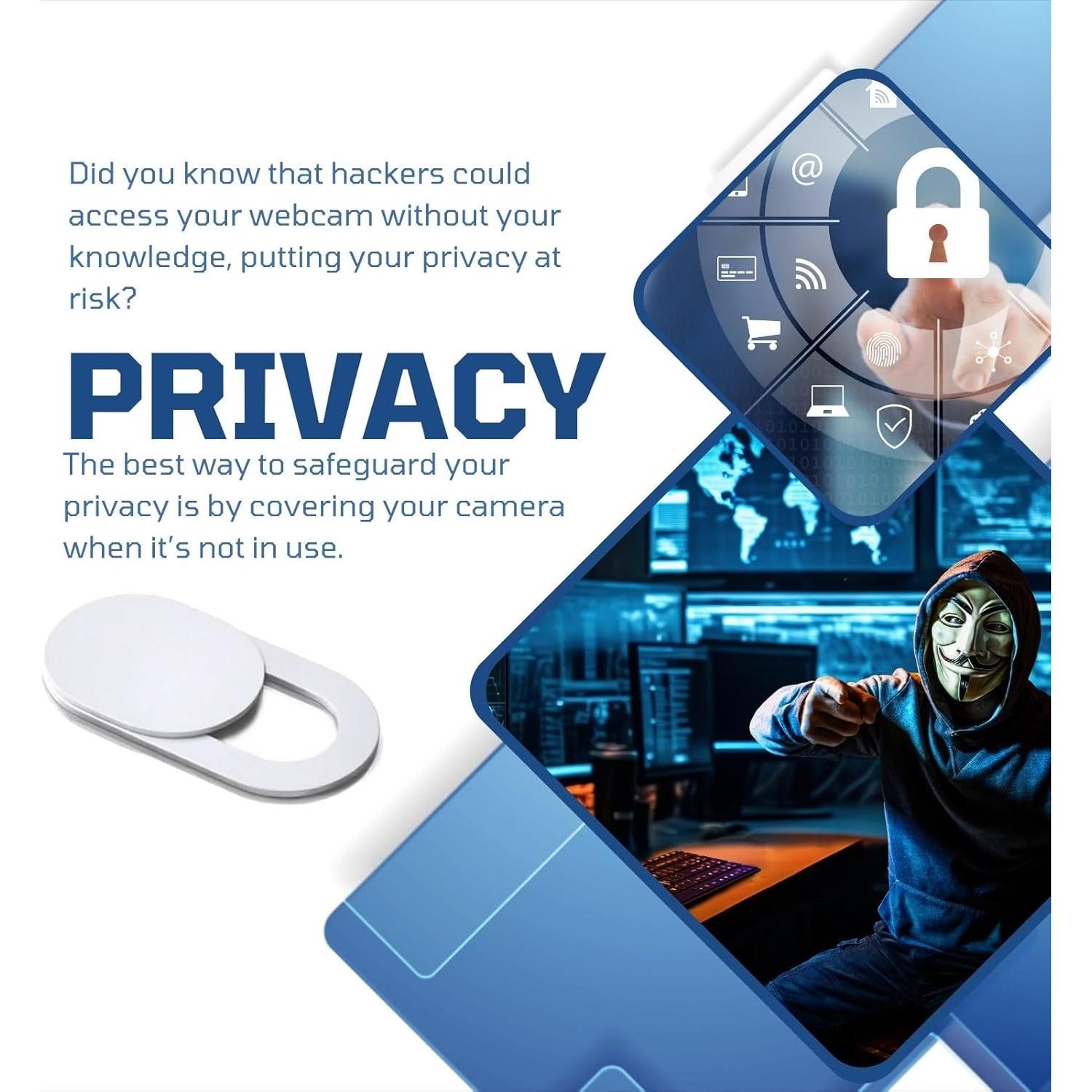 Cubierta de Webcam Deslizante NXVX - 2 Paquete Blanco Ultra Delgado