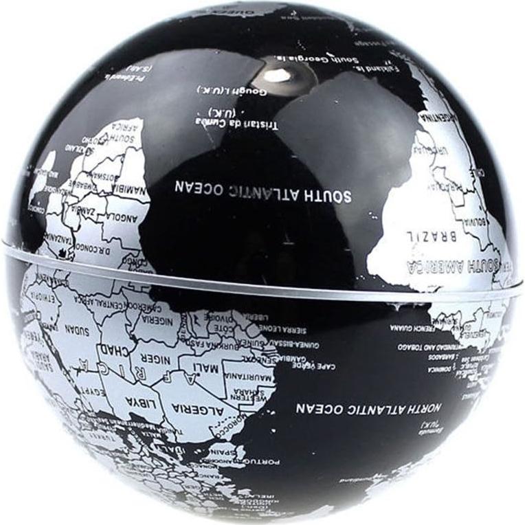 Globo Flotante LED Estefanlo Mapa Mundial 7.62 cm Negro-Plata