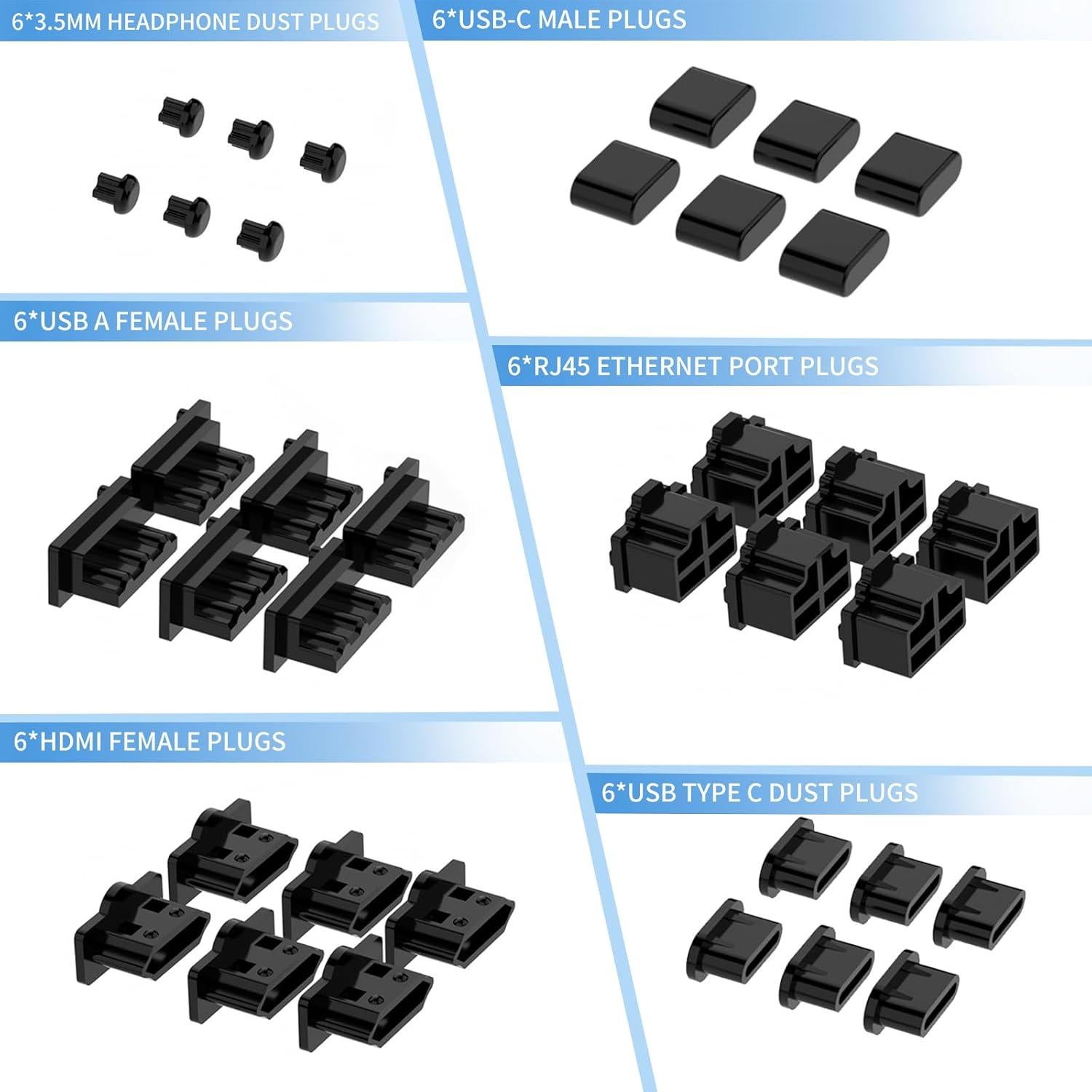 Kit 36 Tapas de Puerto USB PoParttg - Protección Antipolvo