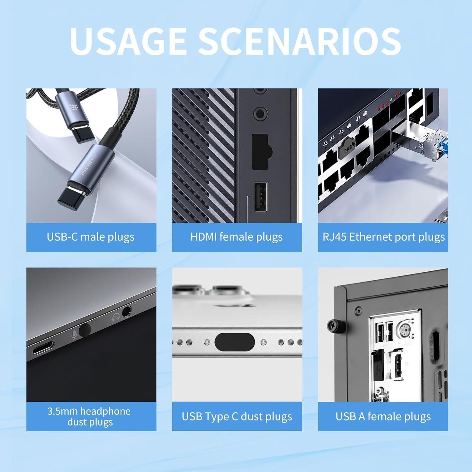 Kit 36 Tapas de Puerto USB PoParttg - Protección Antipolvo