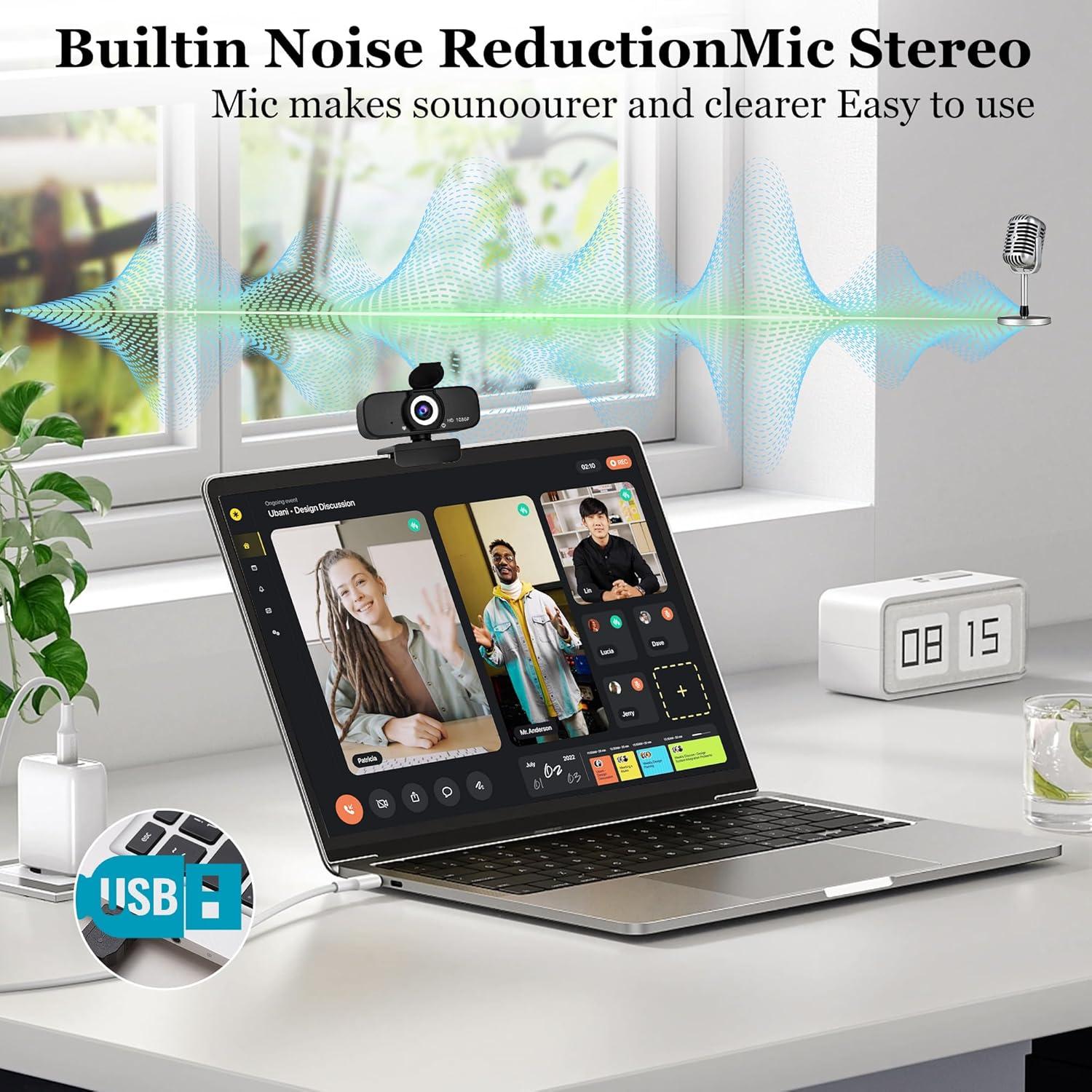 Cámara Web HD 1080P SZGIARUY con Tapa de Privacidad