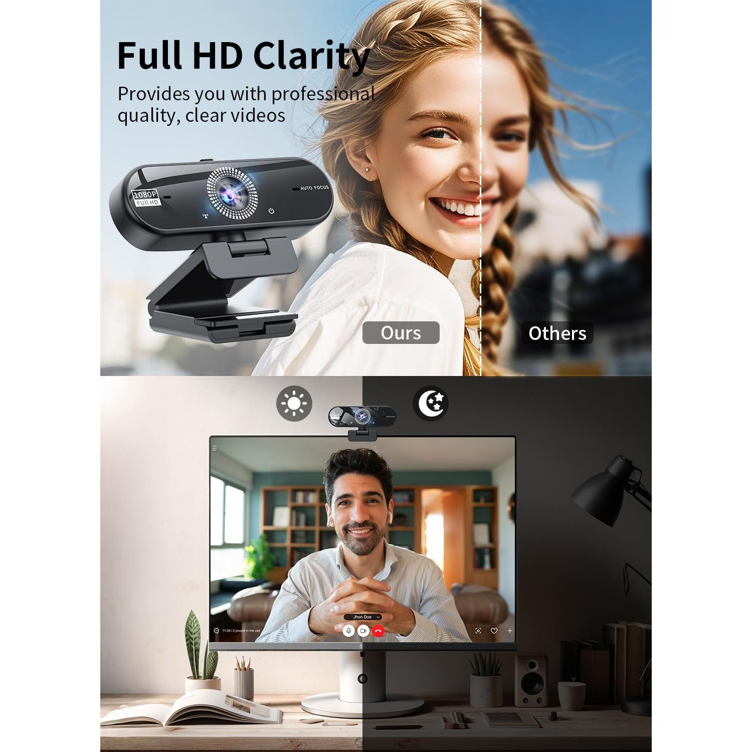 Cámara Web JMNGSHU W8 1080P Full HD con Micrófonos Dual