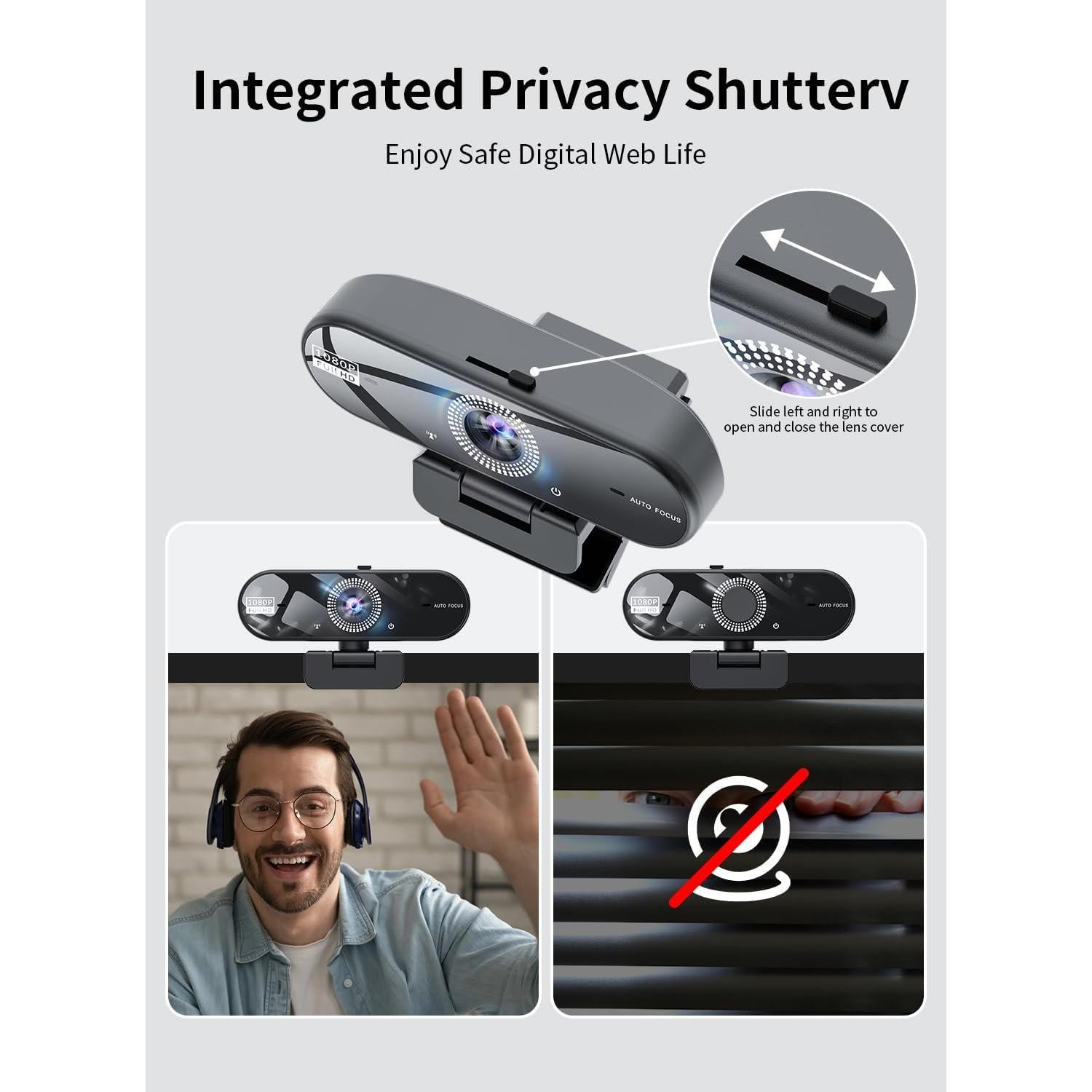 Cámara Web JMNGSHU W8 1080P Full HD con Micrófonos Dual