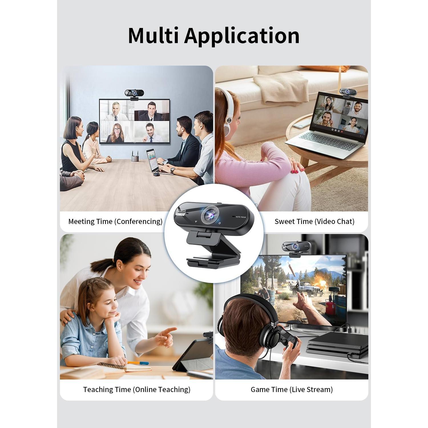Cámara Web JMNGSHU W8 1080P Full HD con Micrófonos Dual