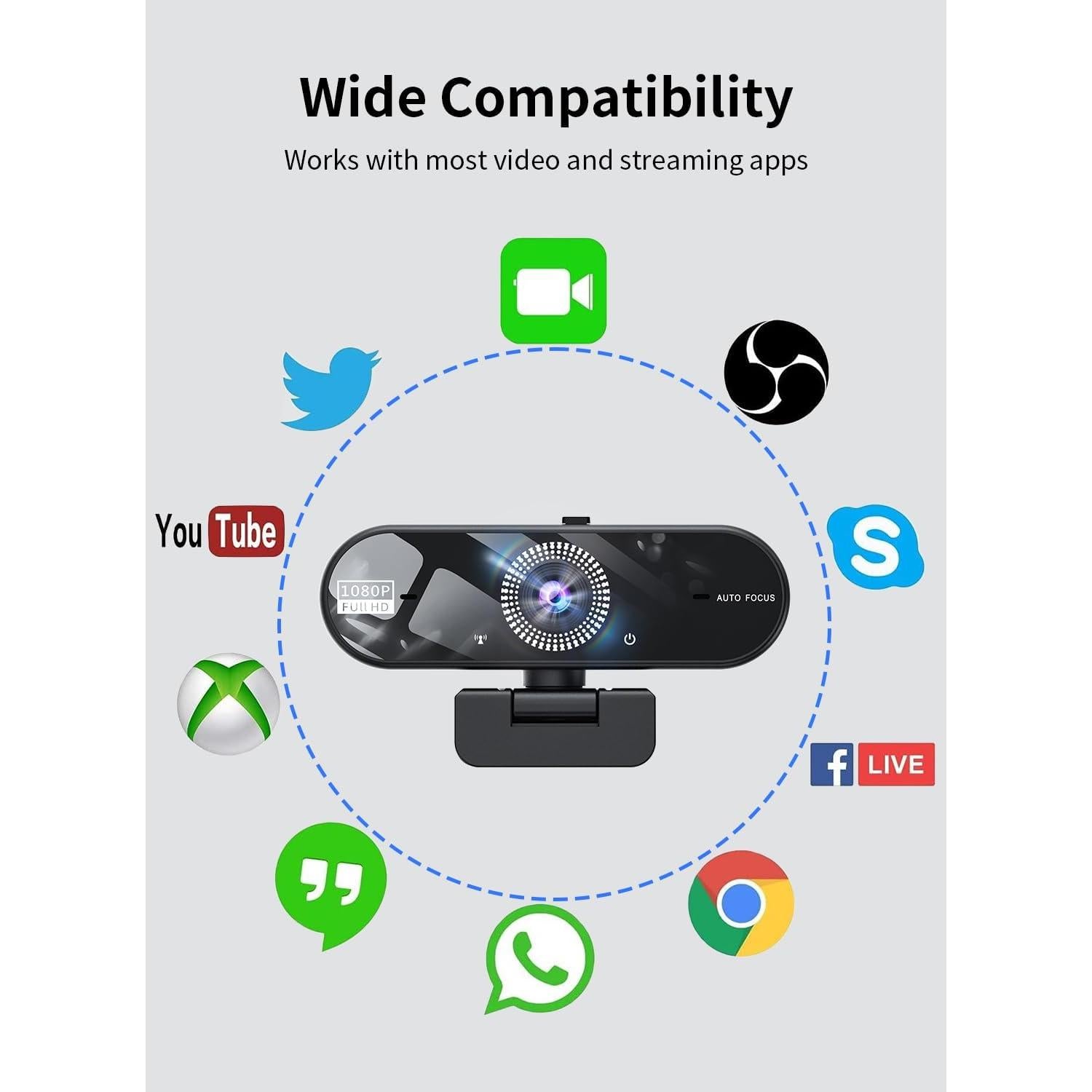 Cámara Web JMNGSHU W8 1080P Full HD con Micrófonos Dual