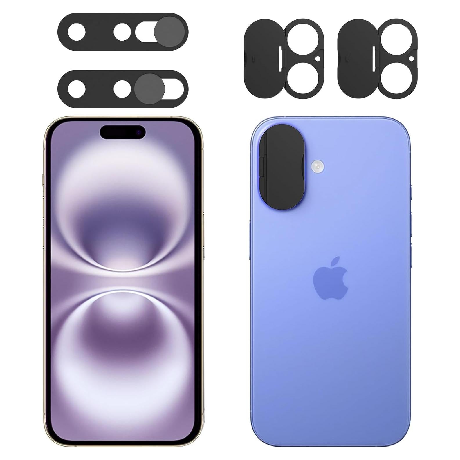 Cubierta de Cámara Frontal y Lente para iPhone 16/16 Plus - 2 Pack