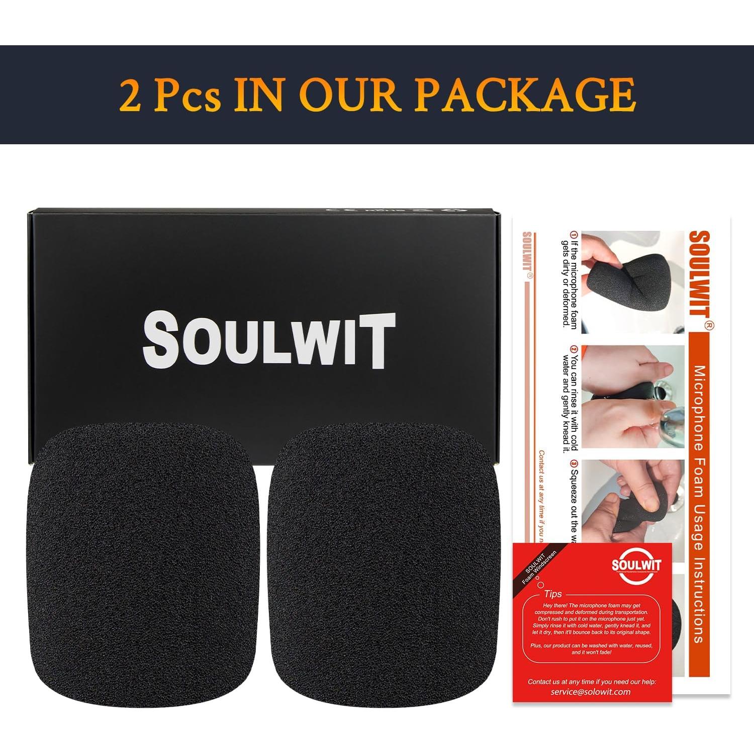 Filtros Pop para Micrófonos SOULWIT - 2 Pcs, Espuma Negra