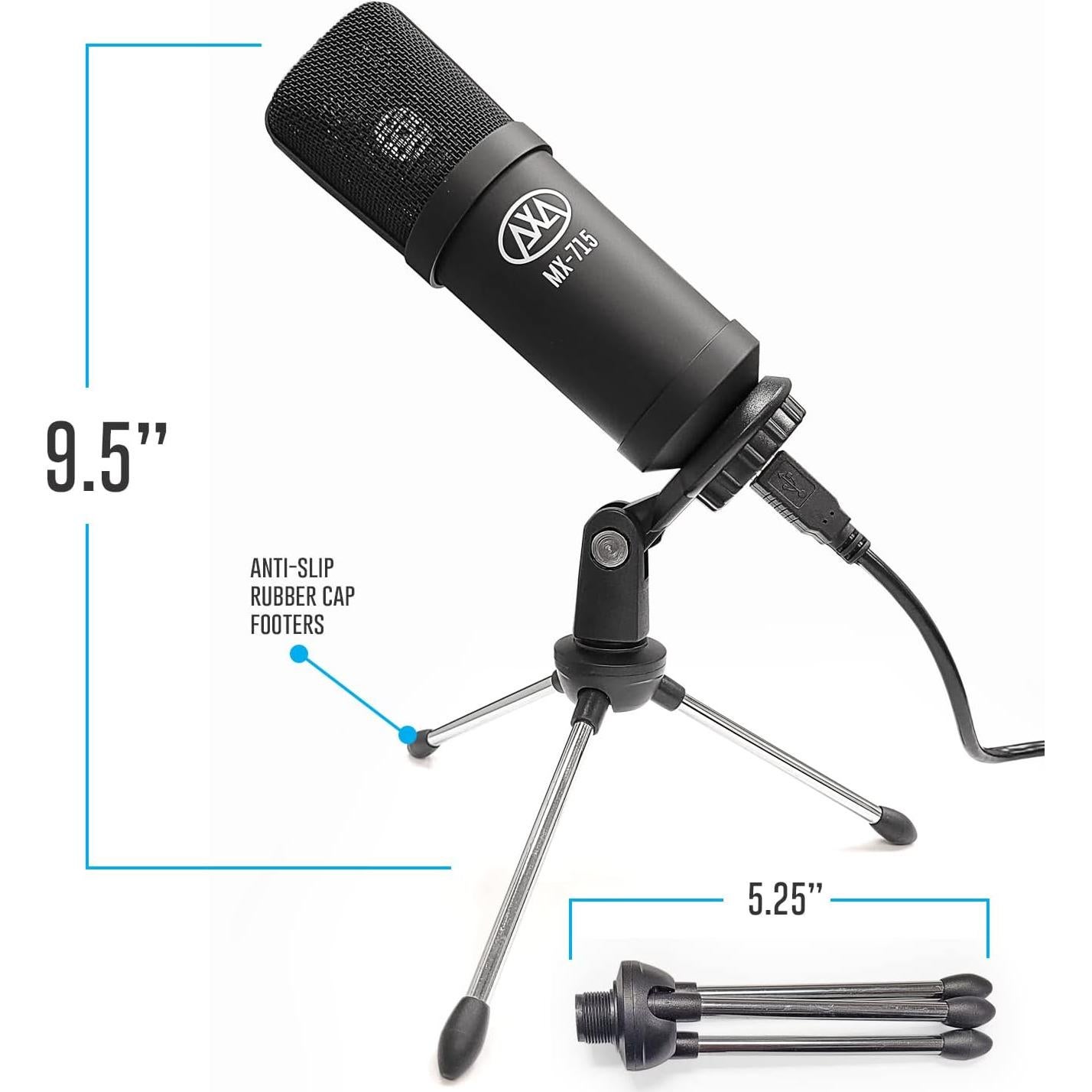 Micrófono Vocal Condensador USB AxcessAbles MX-715 1.68m