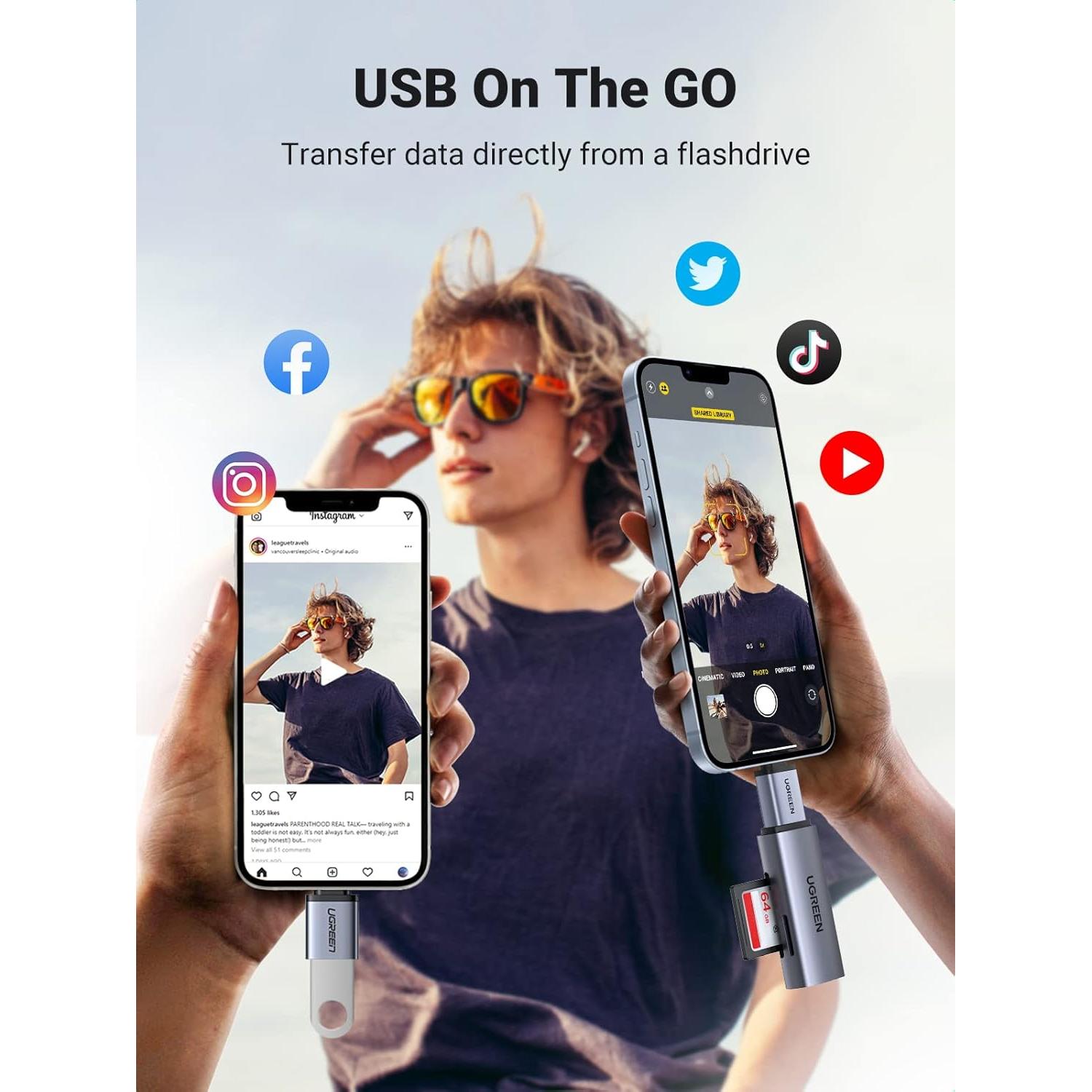 Adaptador USB a USB C UGREEN 10Gbps Gris 2 Pack