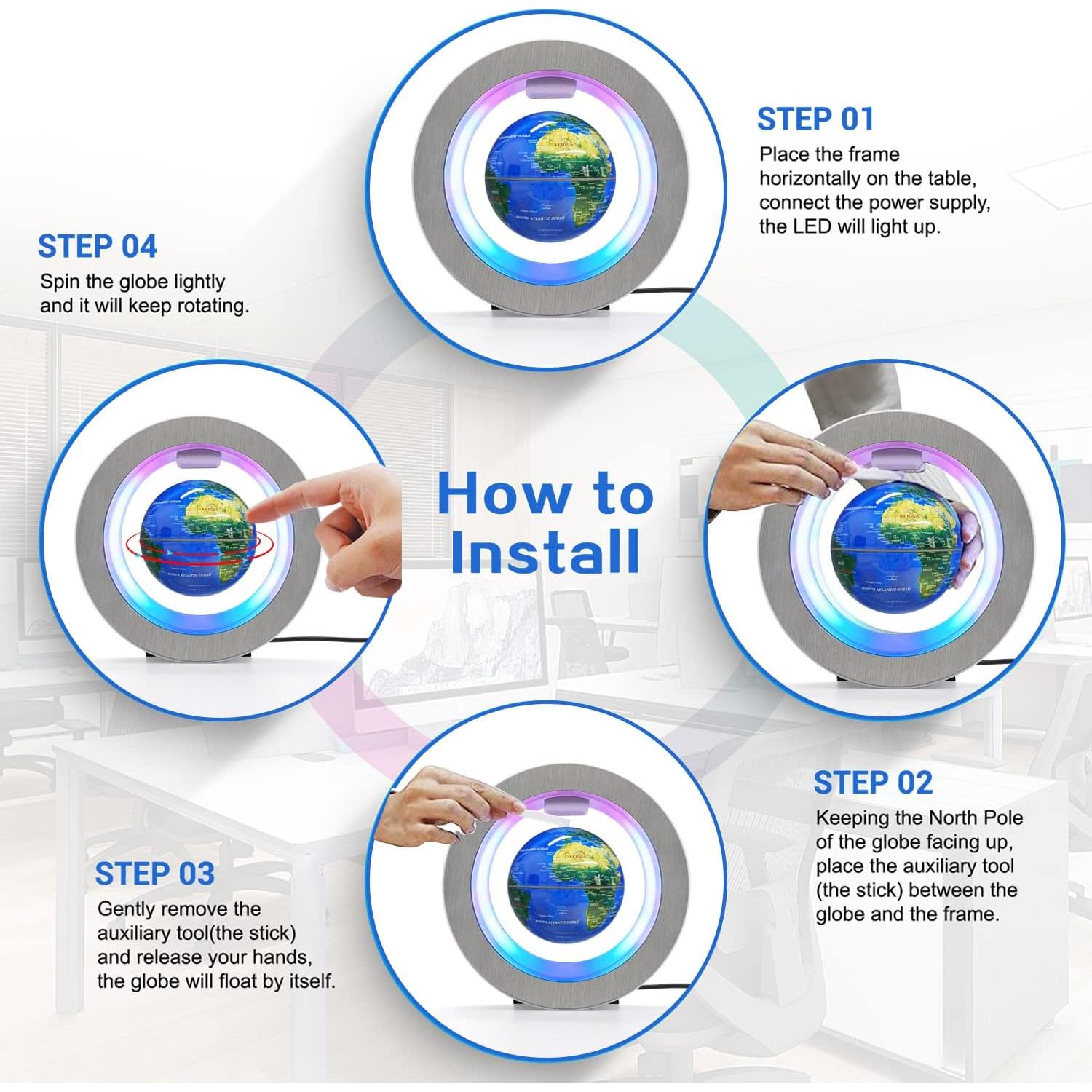 Globo Flotante Magnético Qi Shi QS con Luces LED 15 cm