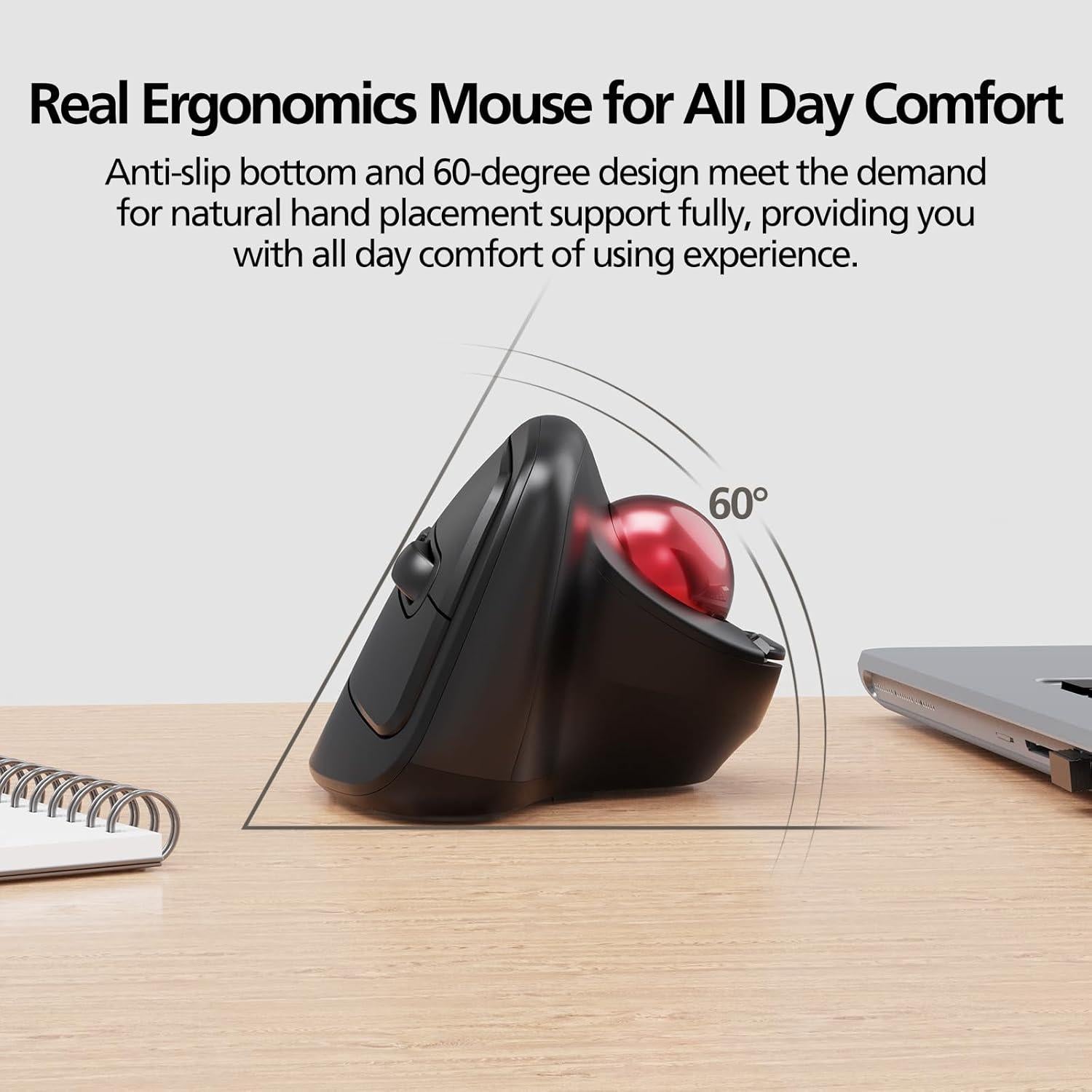 Ratón Inalámbrico Ergonómico MicroPack MP-V05W-BK con Trackball