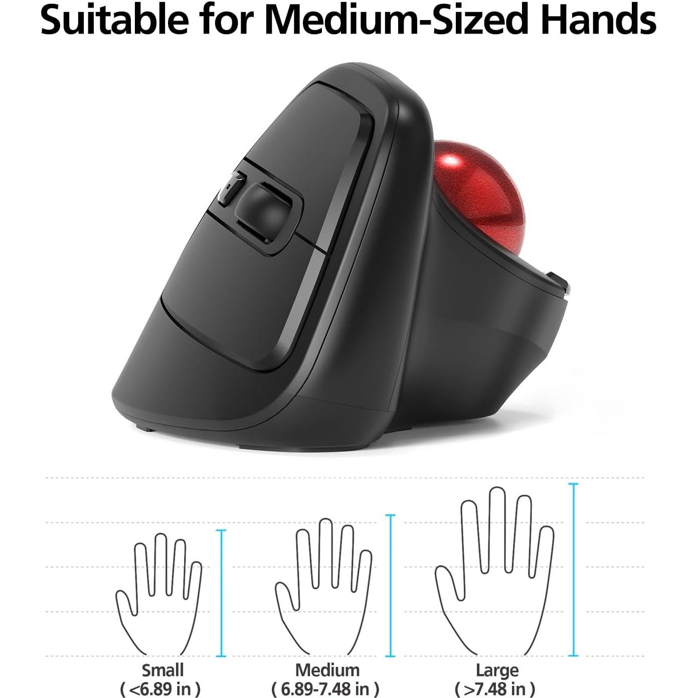 Ratón Inalámbrico Ergonómico MicroPack MP-V05W-BK con Trackball