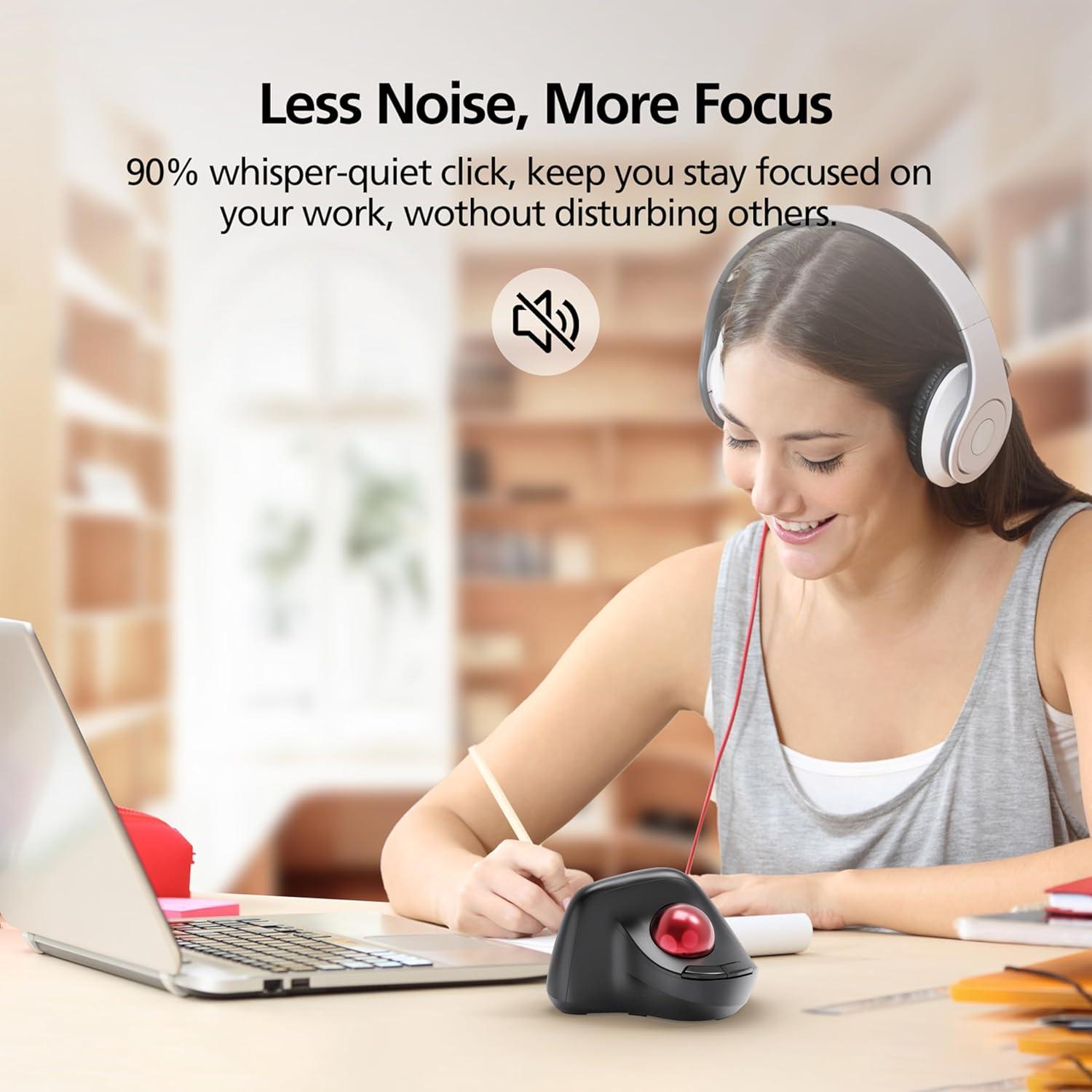 Ratón Inalámbrico Ergonómico MicroPack MP-V05W-BK con Trackball