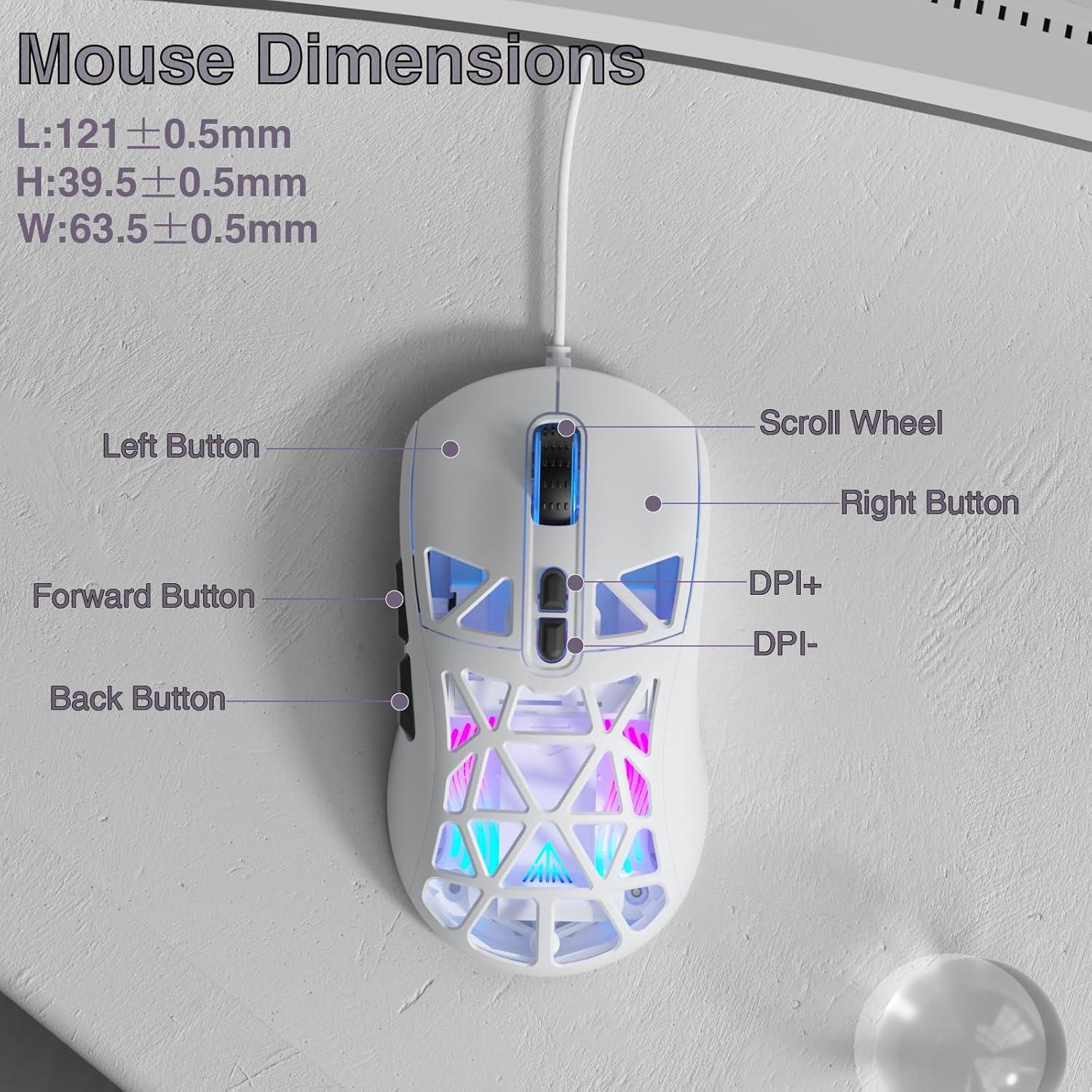 Ratón Gaming SOLAKAKA SM901 RGB 13800DPI Programable Blanco