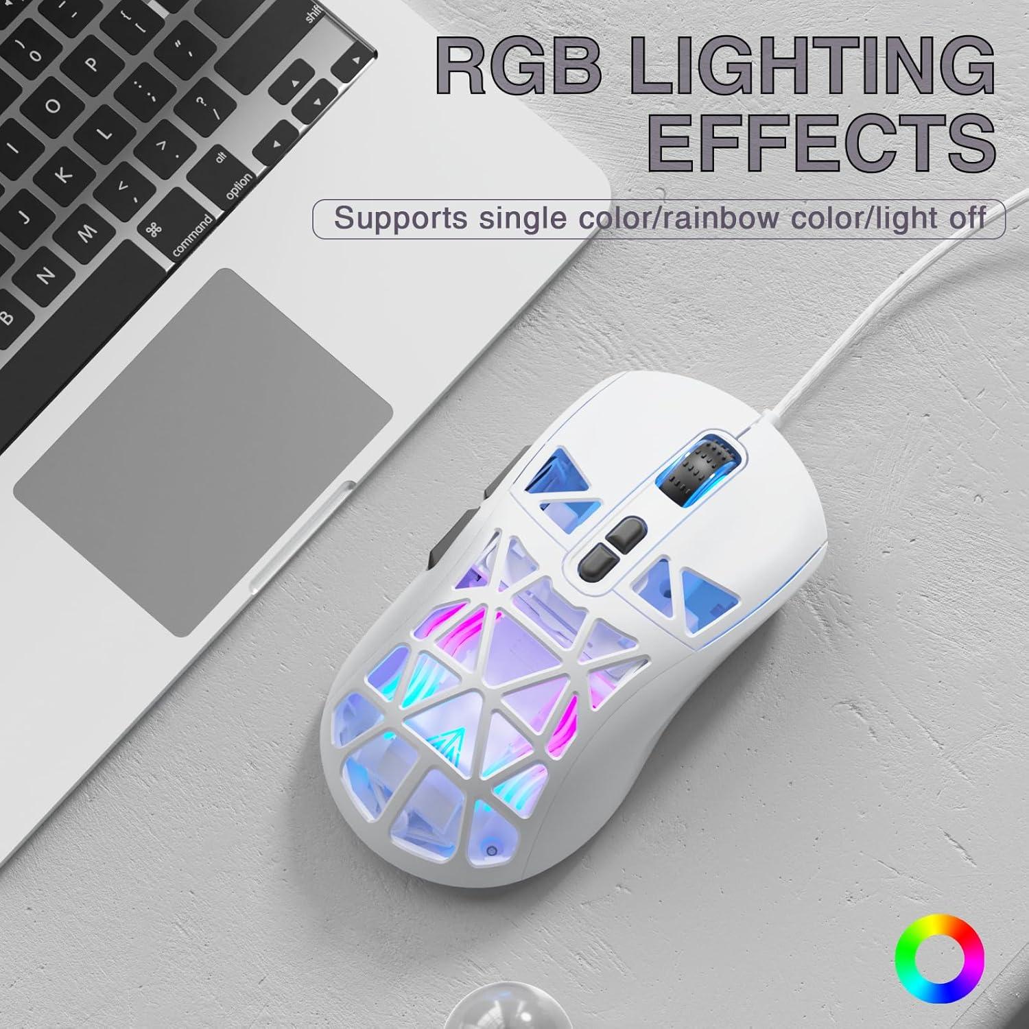 Ratón Gaming SOLAKAKA SM901 RGB 13800DPI Programable Blanco