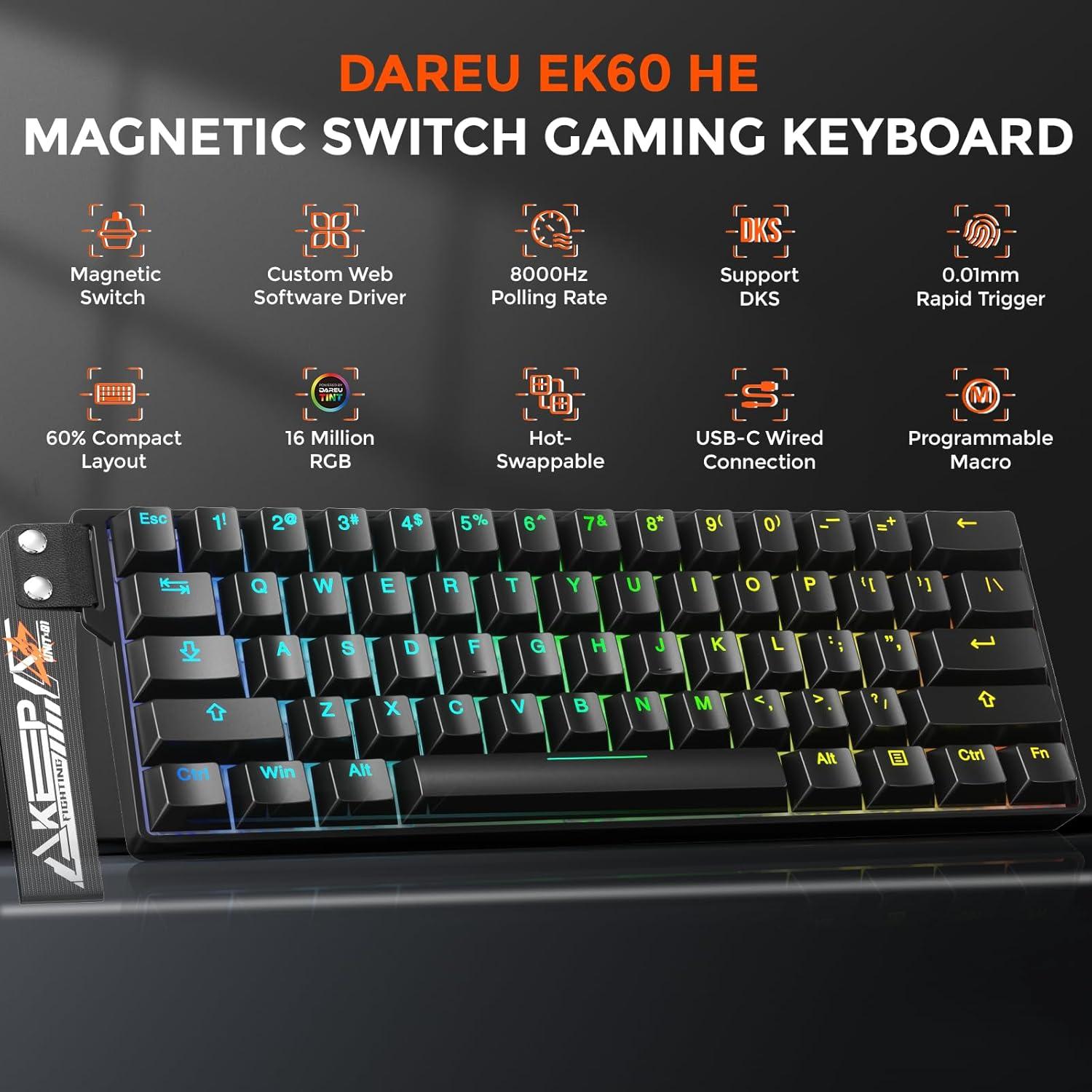 Teclado Gaming DAREU EK60 HE Compacto 60% RGB con Cable