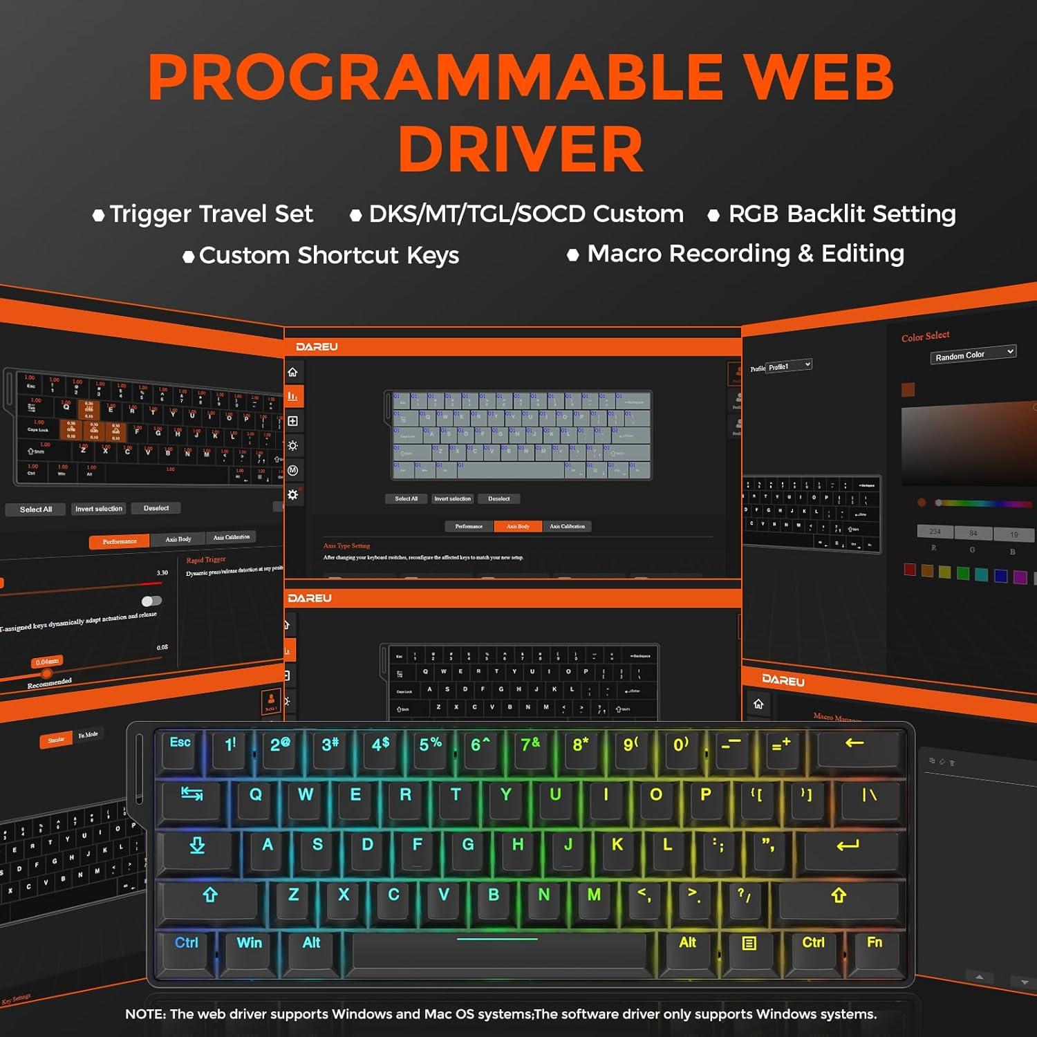 Teclado Gaming DAREU EK60 HE Compacto 60% RGB con Cable