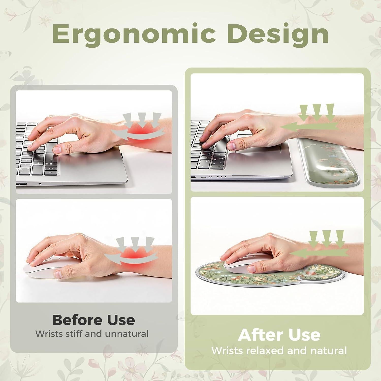 Reposamuñecas de Gel iCasso Verde Ergonómico para Teclado