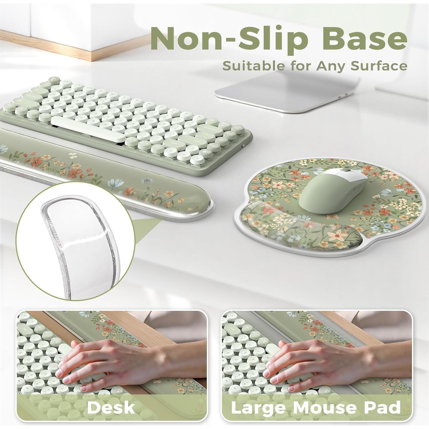 Reposamuñecas de Gel iCasso Verde Ergonómico para Teclado