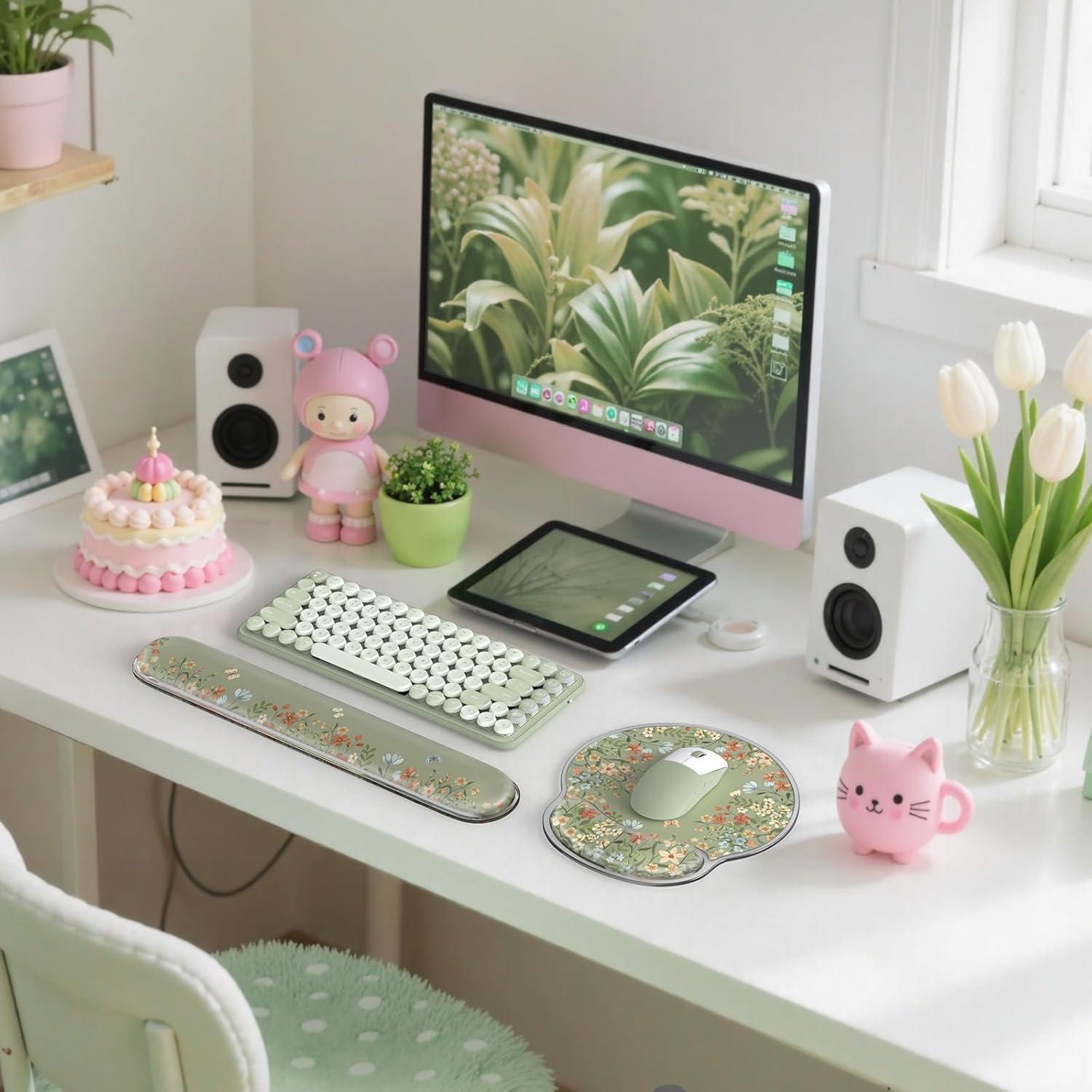 Reposamuñecas de Gel iCasso Verde Ergonómico para Teclado