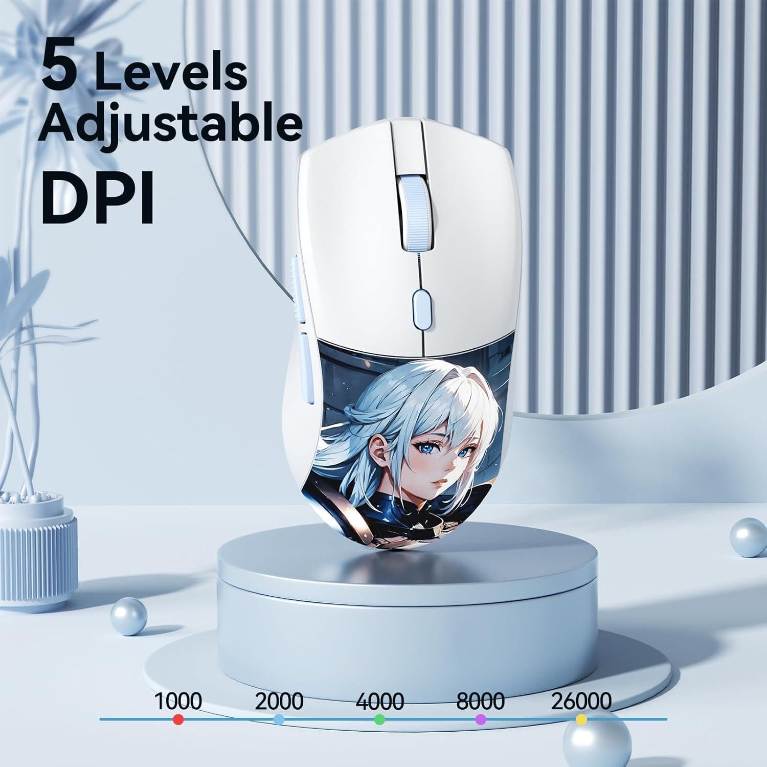 Ratón Gaming RisoPhy PAW3395 Inalámbrico 26K DPI 6 Botones