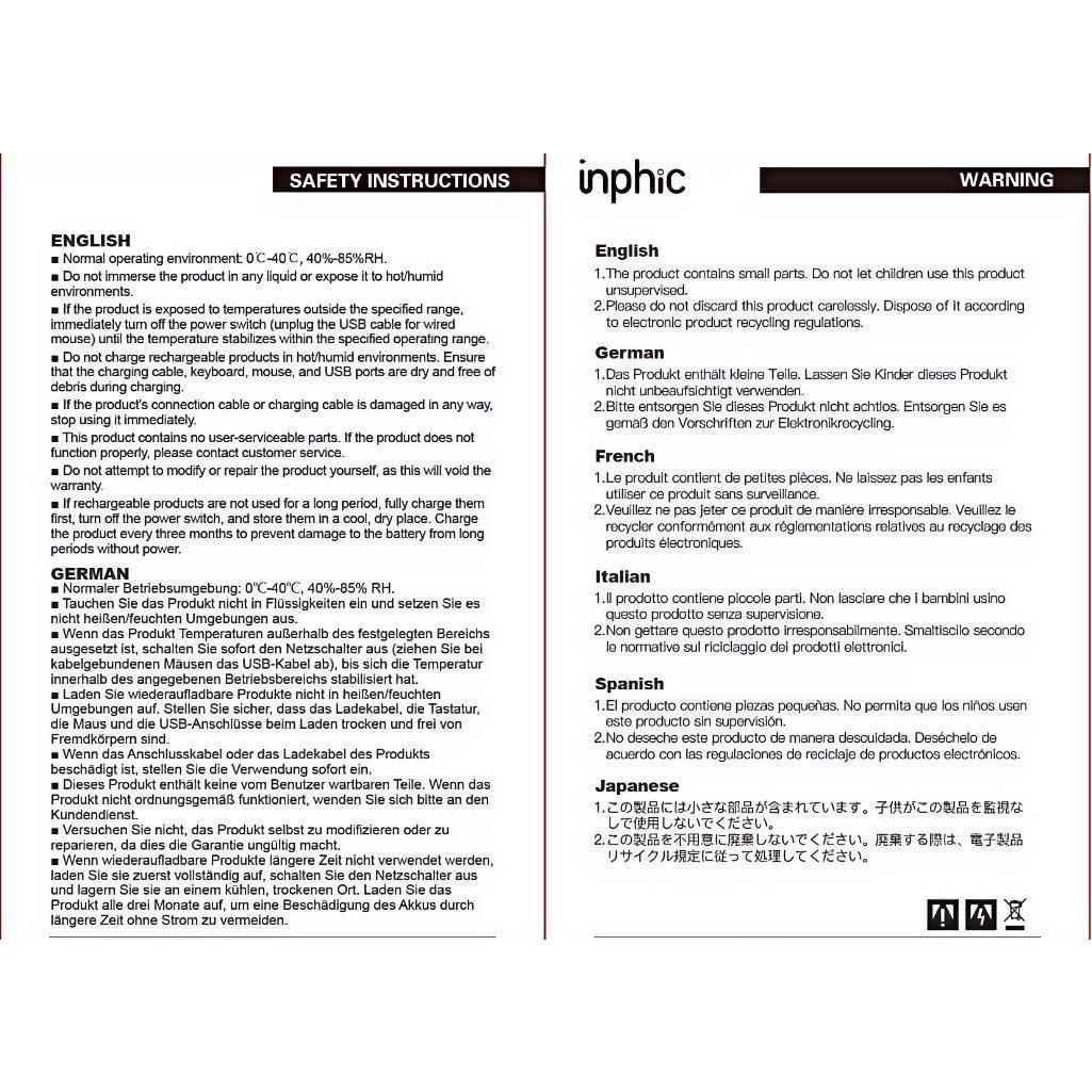 Ratón Gaming Inalámbrico INPHIC IN10P 60g 26000 DPI Tri-Modo