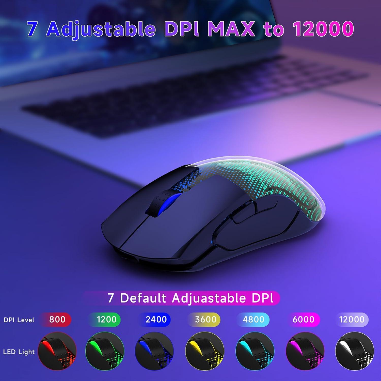 Ratón Gaming Inalámbrico FFJ Master02, 12000 DPI, RGB, 75h Batería