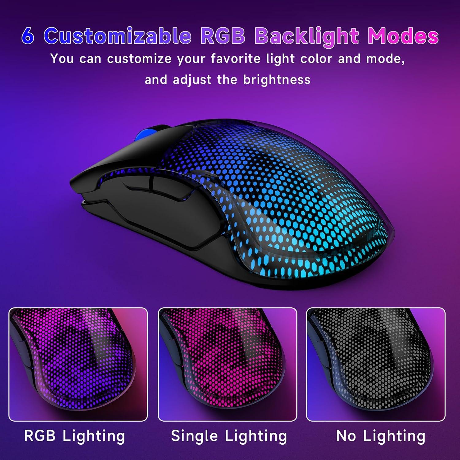 Ratón Gaming Inalámbrico FFJ Master02, 12000 DPI, RGB, 75h Batería