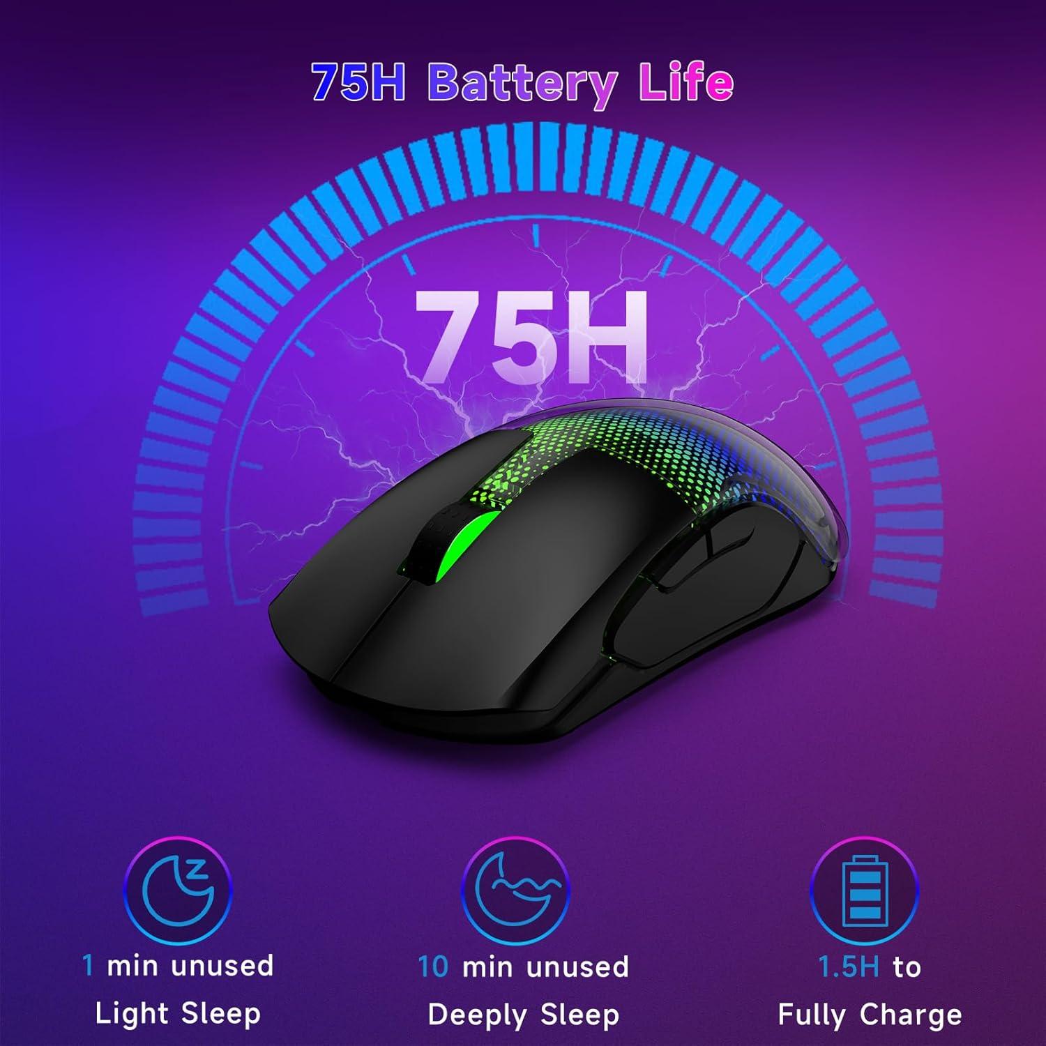 Ratón Gaming Inalámbrico FFJ Master02, 12000 DPI, RGB, 75h Batería