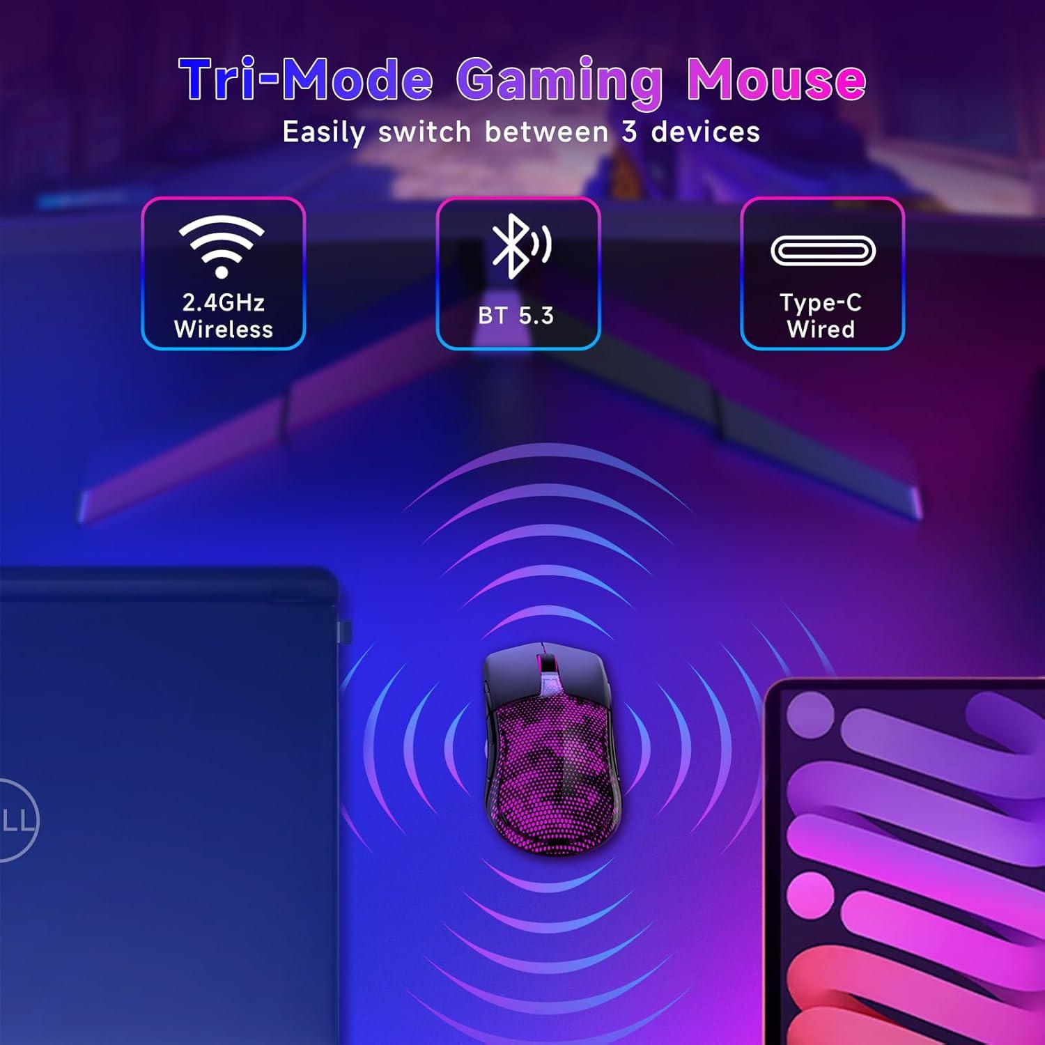 Ratón Gaming Inalámbrico FFJ Master02, 12000 DPI, RGB, 75h Batería