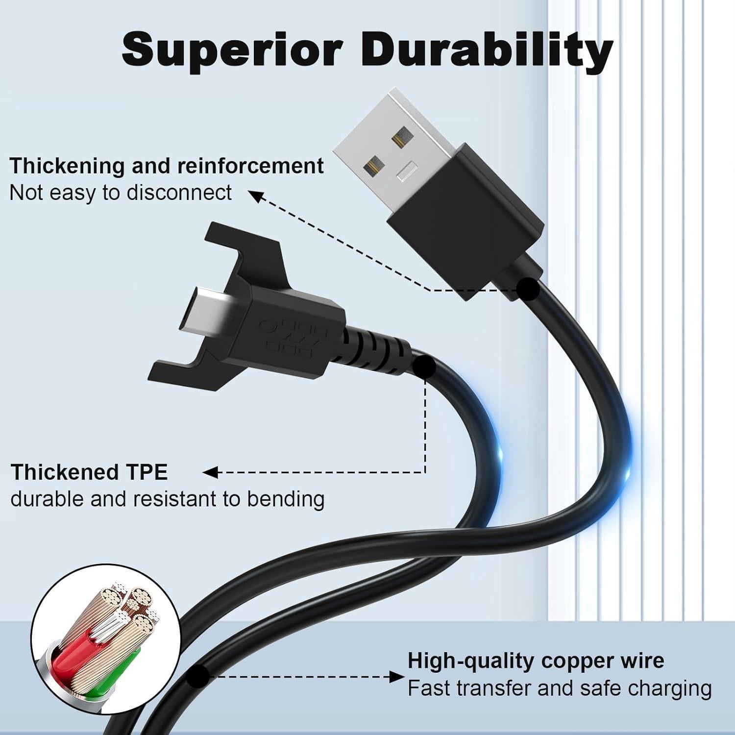 Cable de carga USB Micro para Logitech G403 G703 G900 1.8m