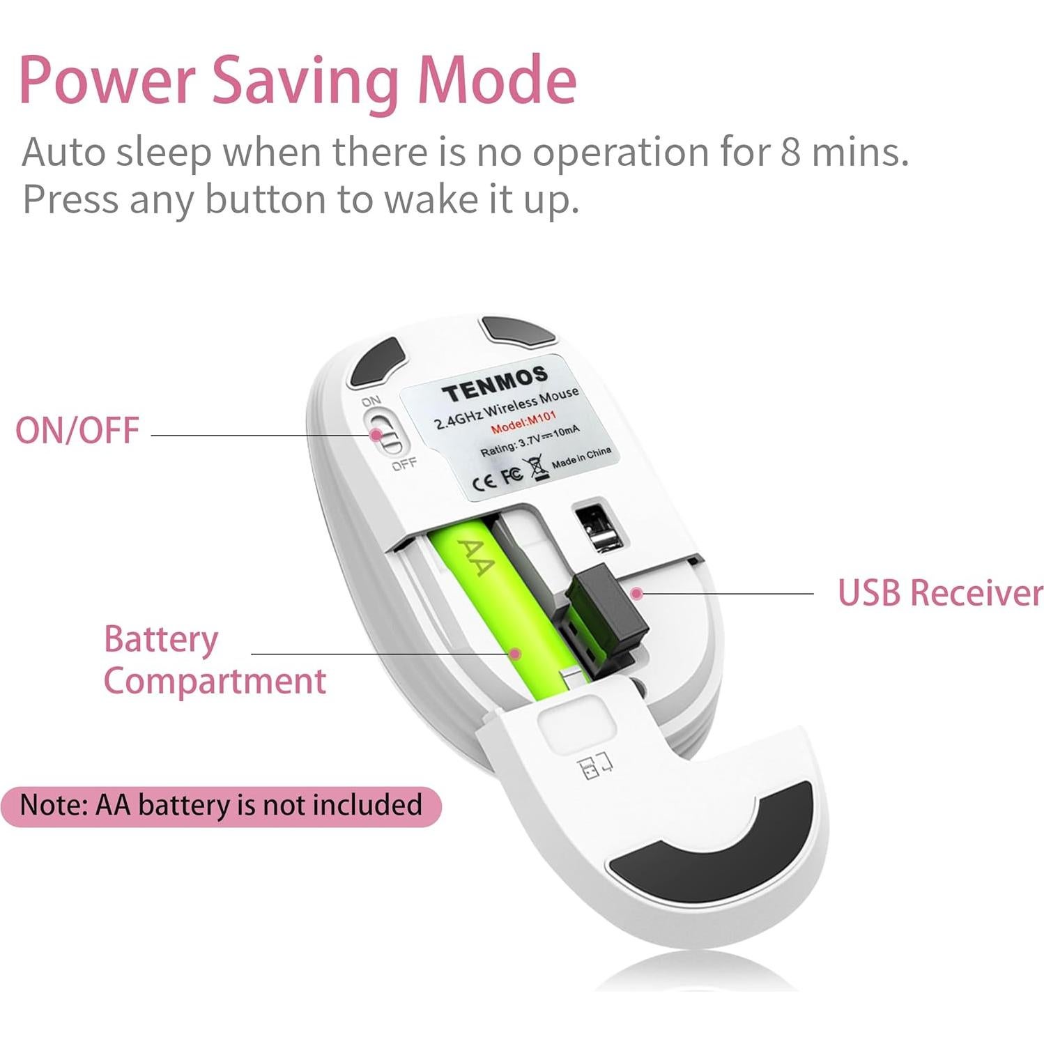 Ratón Inalámbrico TENMOS M101 Óptico Silencioso 1600 DPI