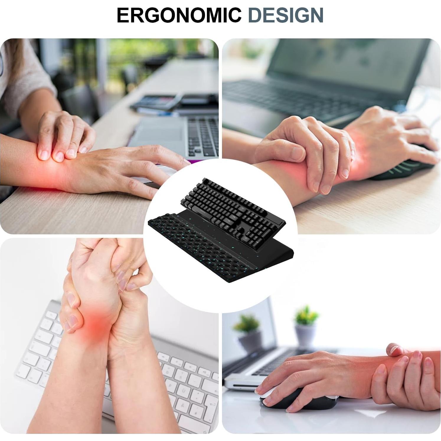 Soporte Ergonómico para Teclado Jinaply con Reposamuñecas Azul